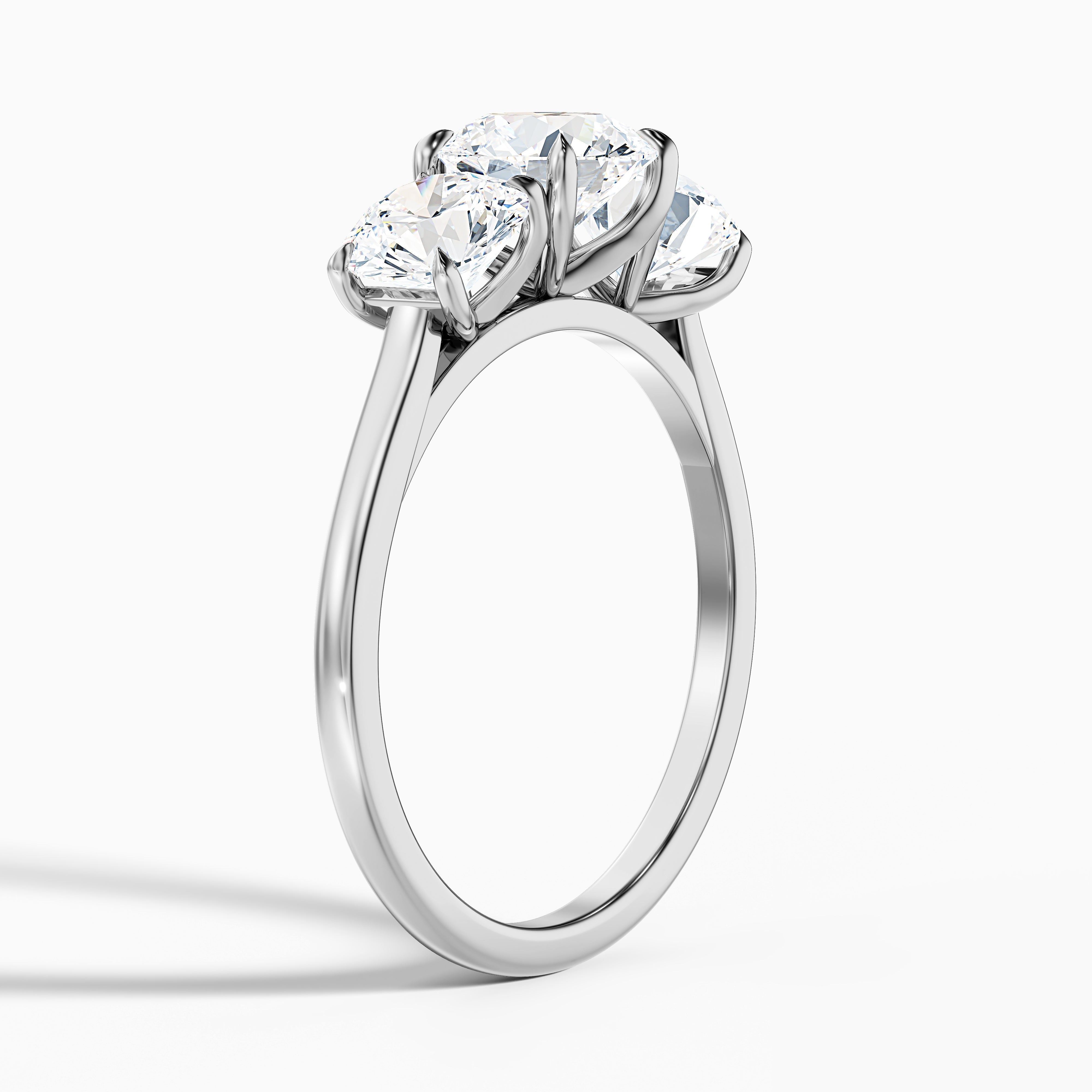Iara 2 Carat Round Three Stone Lab Grown Engagement Ring in 14k Rose Gold