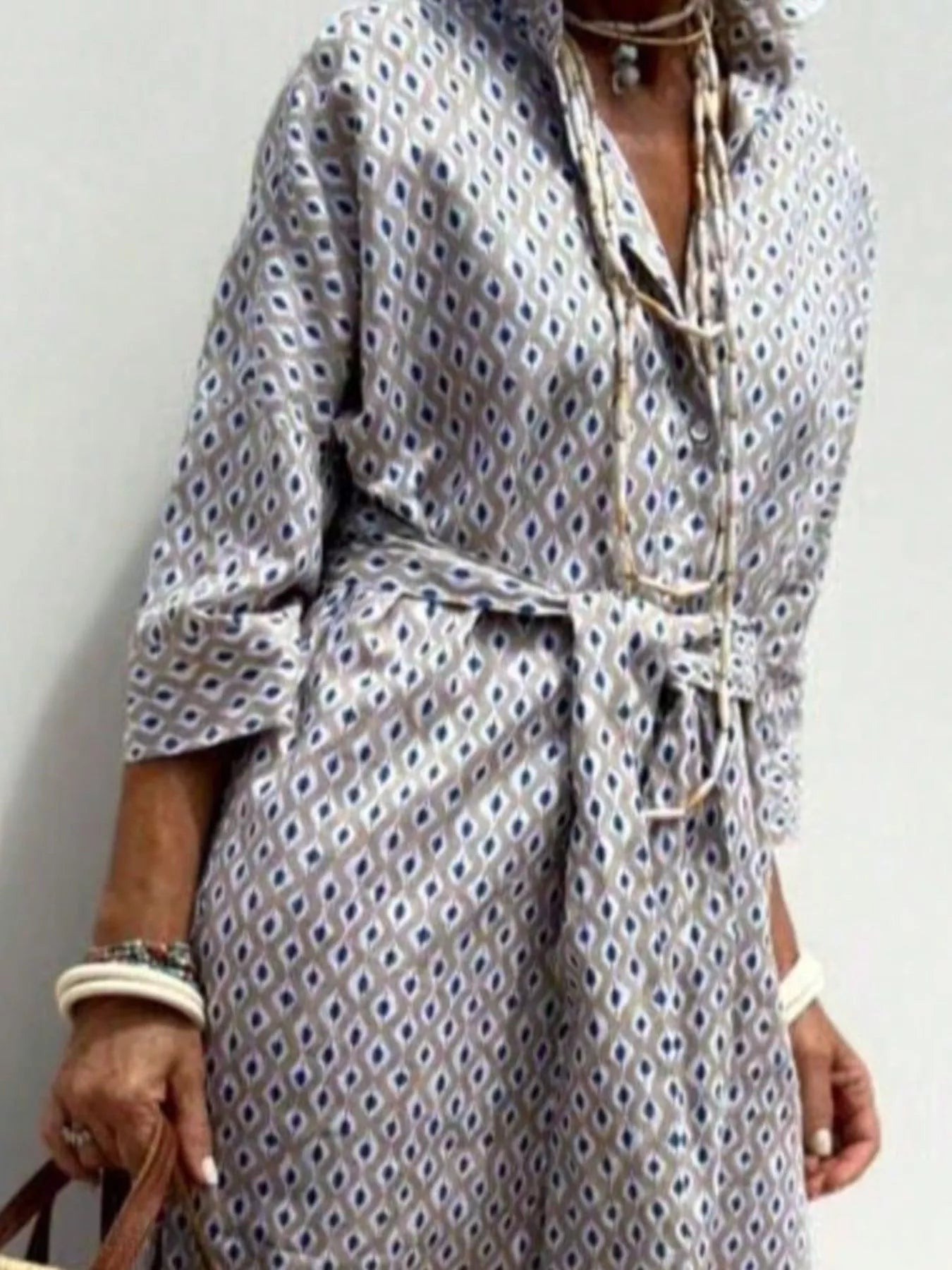 Full Size Printed Button-Down Midi Dress Plus Size