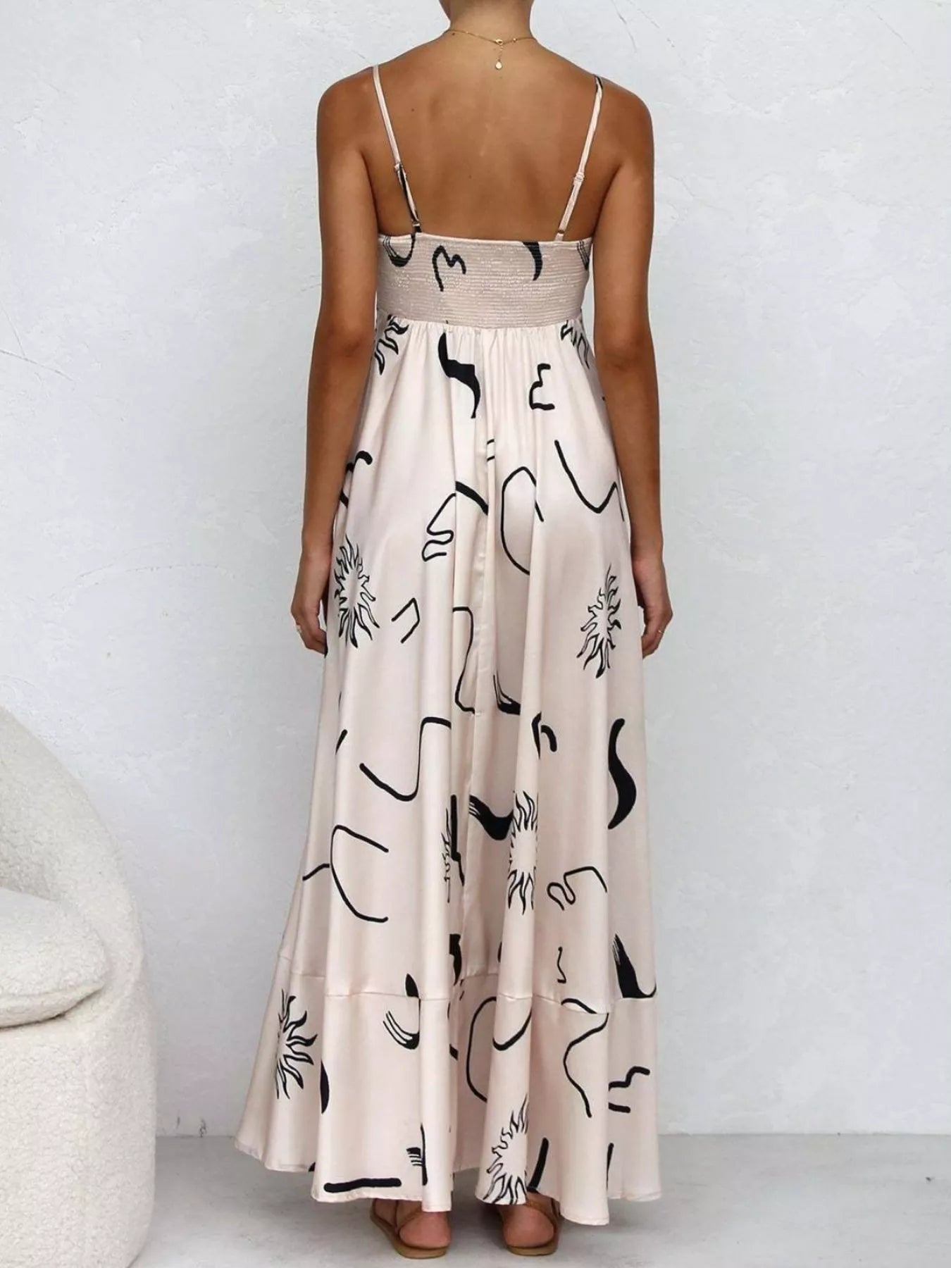 Printed Spaghetti Strap Maxi Dress