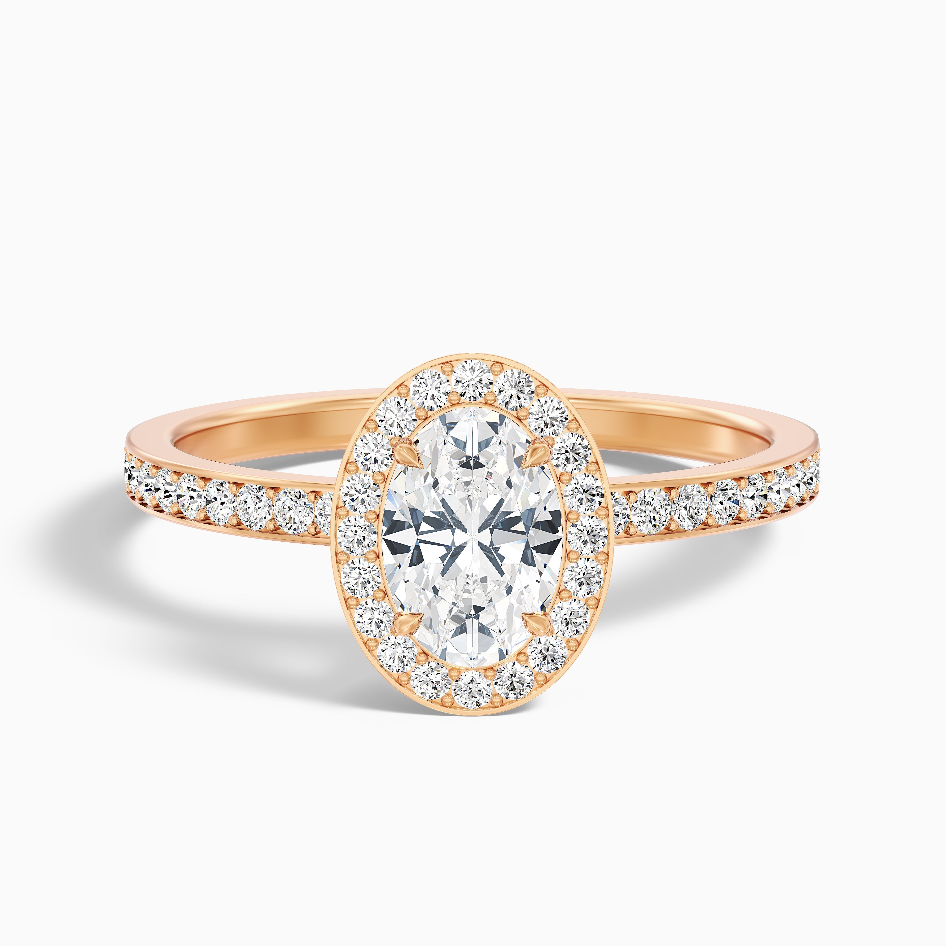 Eden 5 Carat Oval Halo Pave Lab Grown Engagement Ring in 14k White Gold