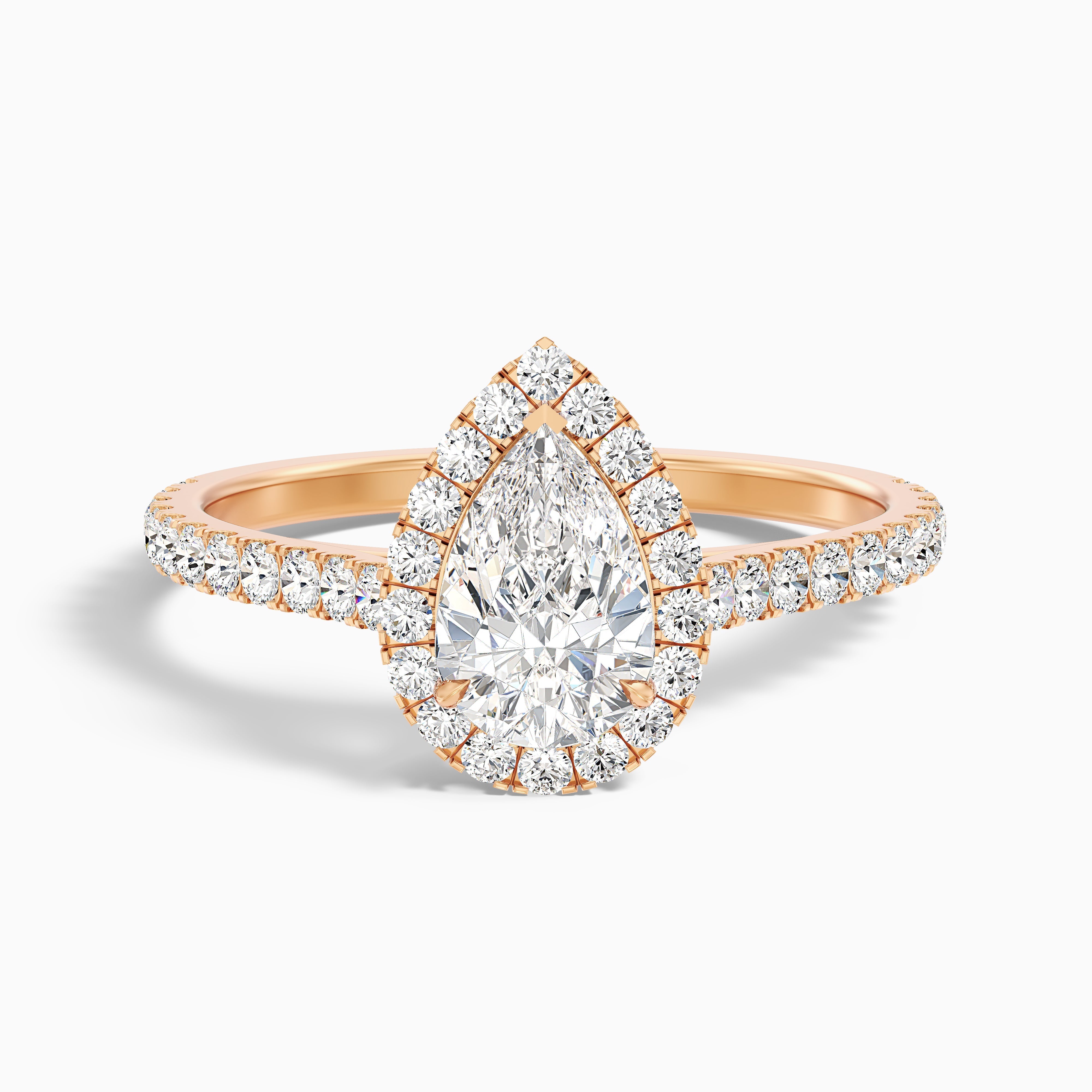 Aria 5 Carat Pear Shaped Halo Lab Grown Engagement Ring in Platinum