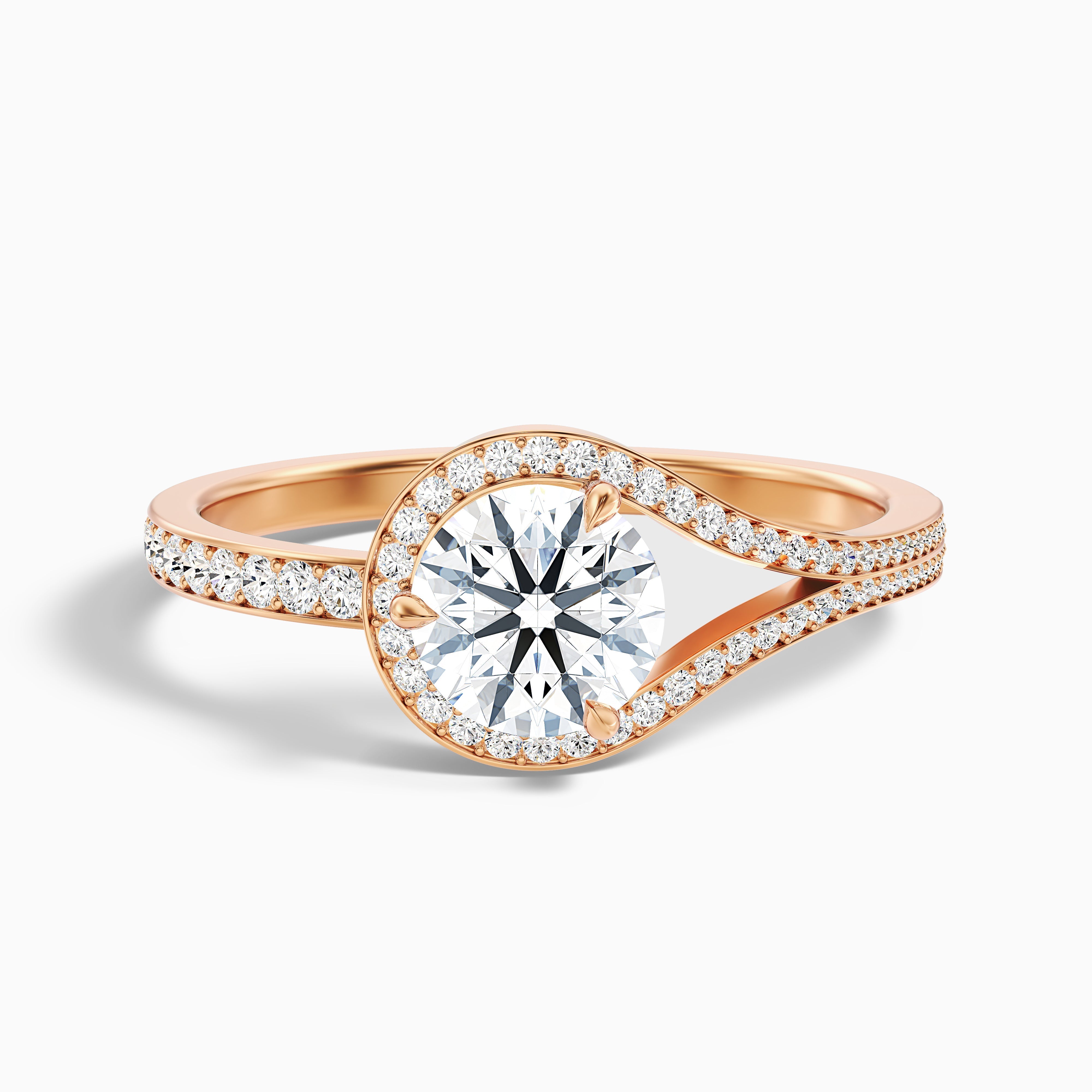 Avi 4 Carat Round Halo Pave Lab Grown Engagement Ring in 14k Rose Gold