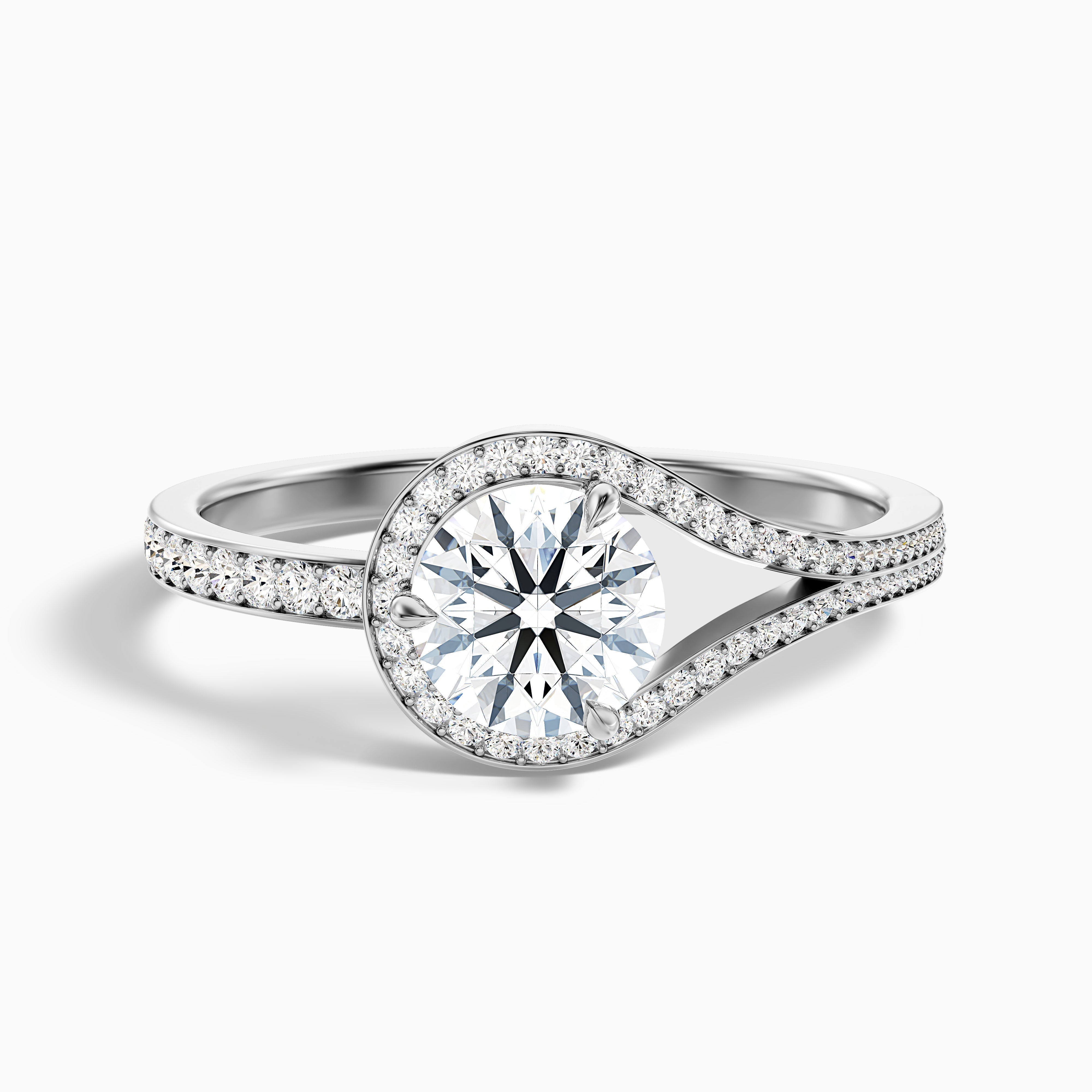 Avi 2.5 Carat Round Halo Pave Lab Grown Engagement Ring in 10k White Gold