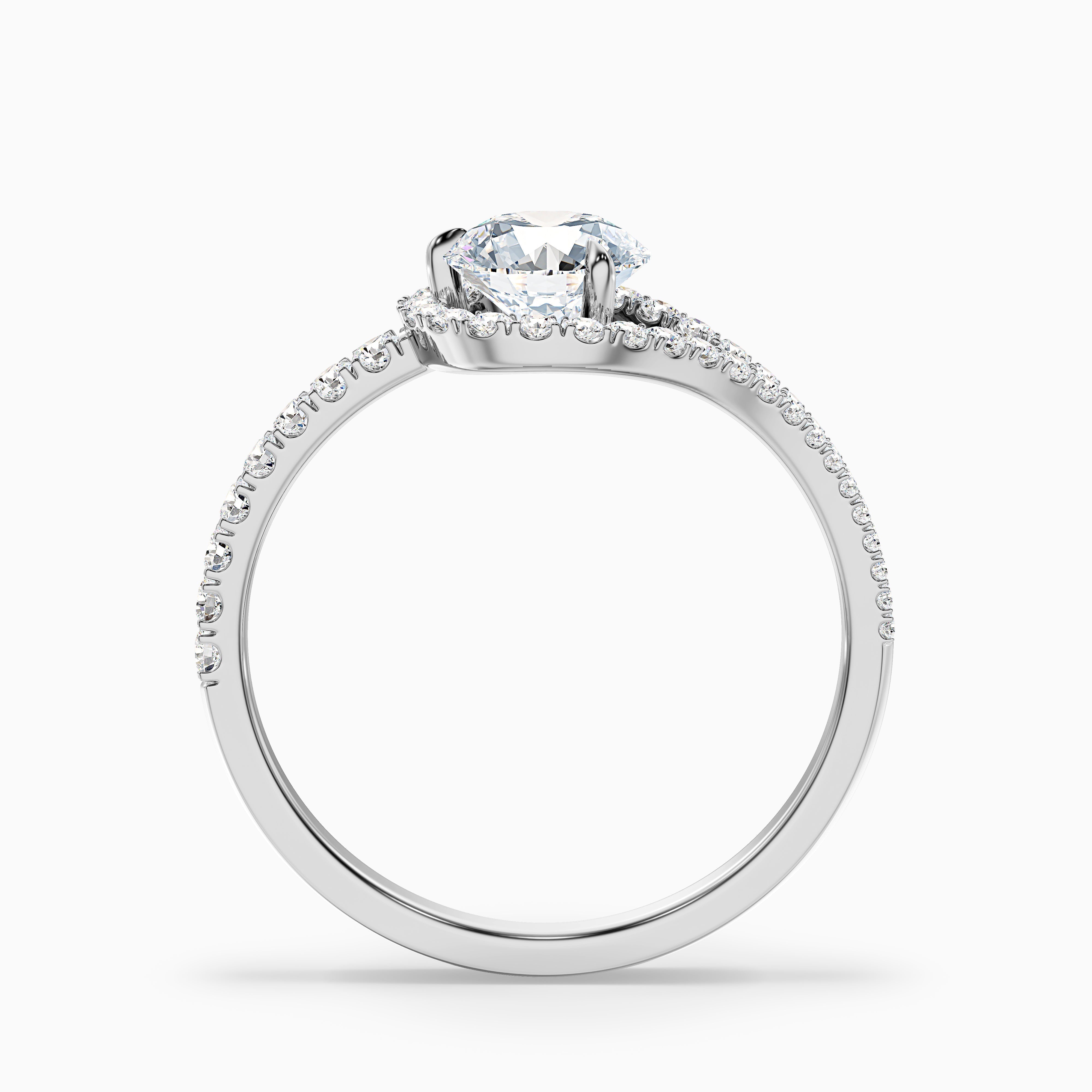Callie 5 Carat Round Halo Pave Moissanite Diamond Ring in 18k White Gold