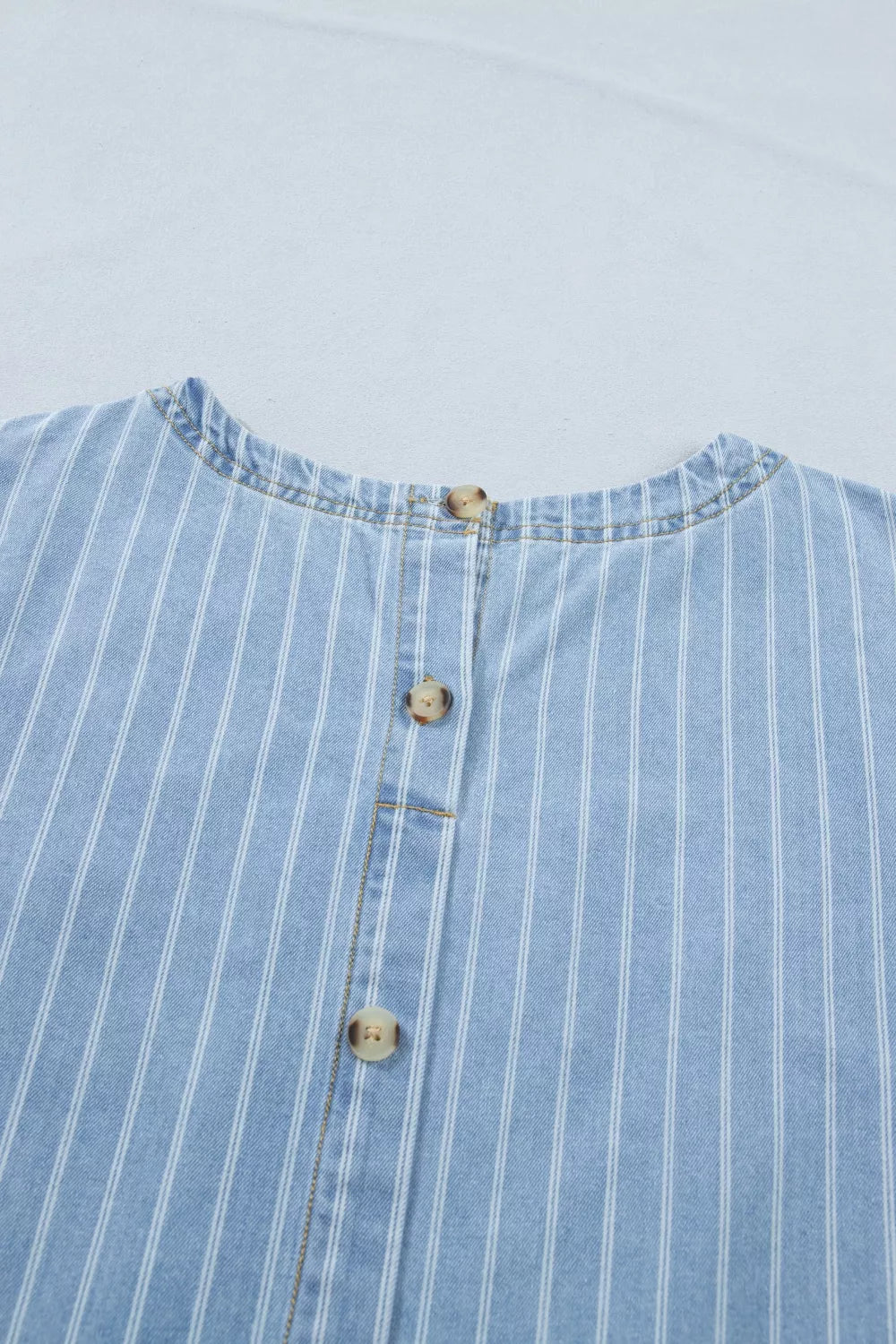 Stripe Buttoned Back T-Shirt Denim Mini Dress