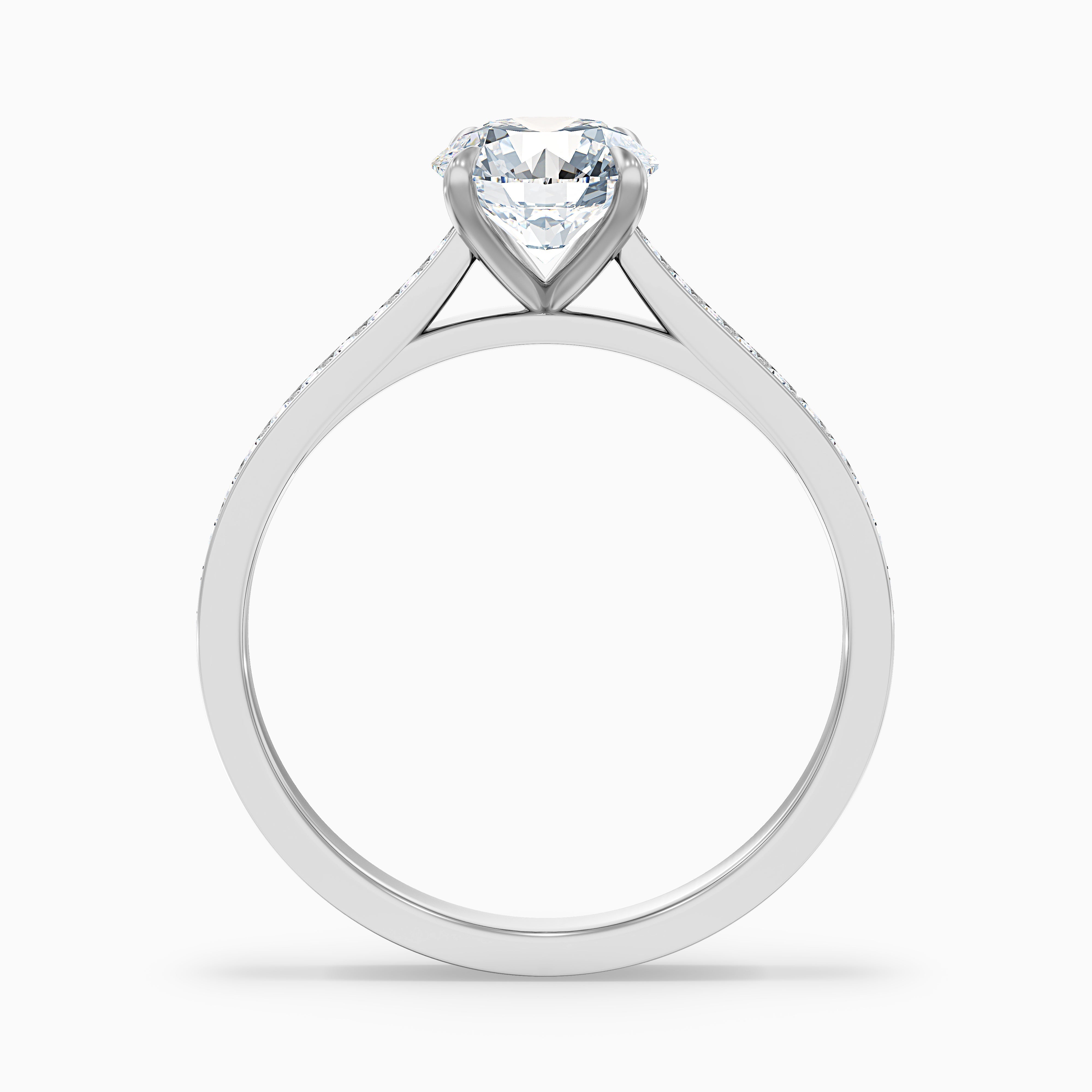Callie 3 Carat Round Side Stone Pave Lab Grown Engagement Ring in 10k White Gold