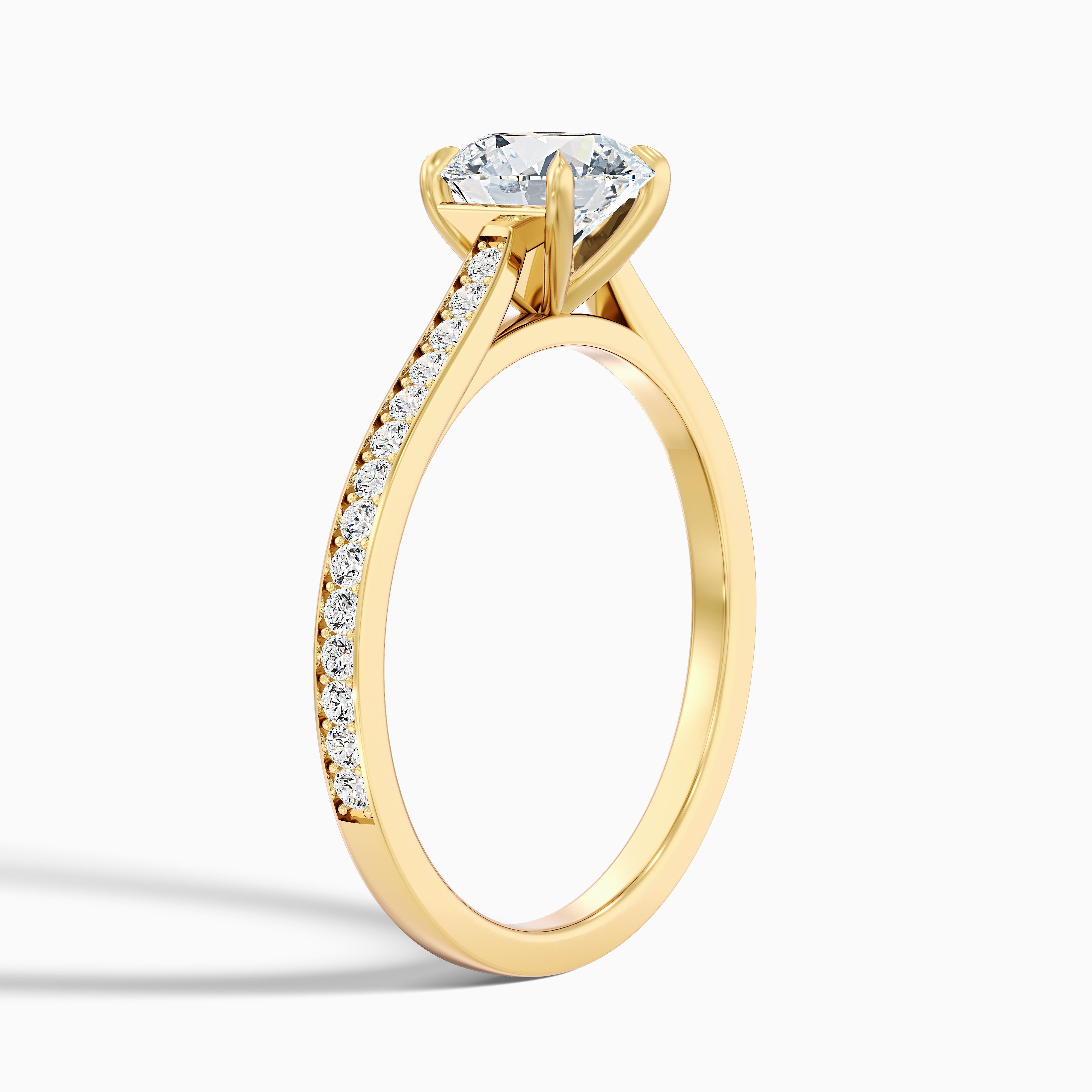 Betti 4 Carat Round Side Stone Pave Moissanite Diamond Ring in 18k White Gold
