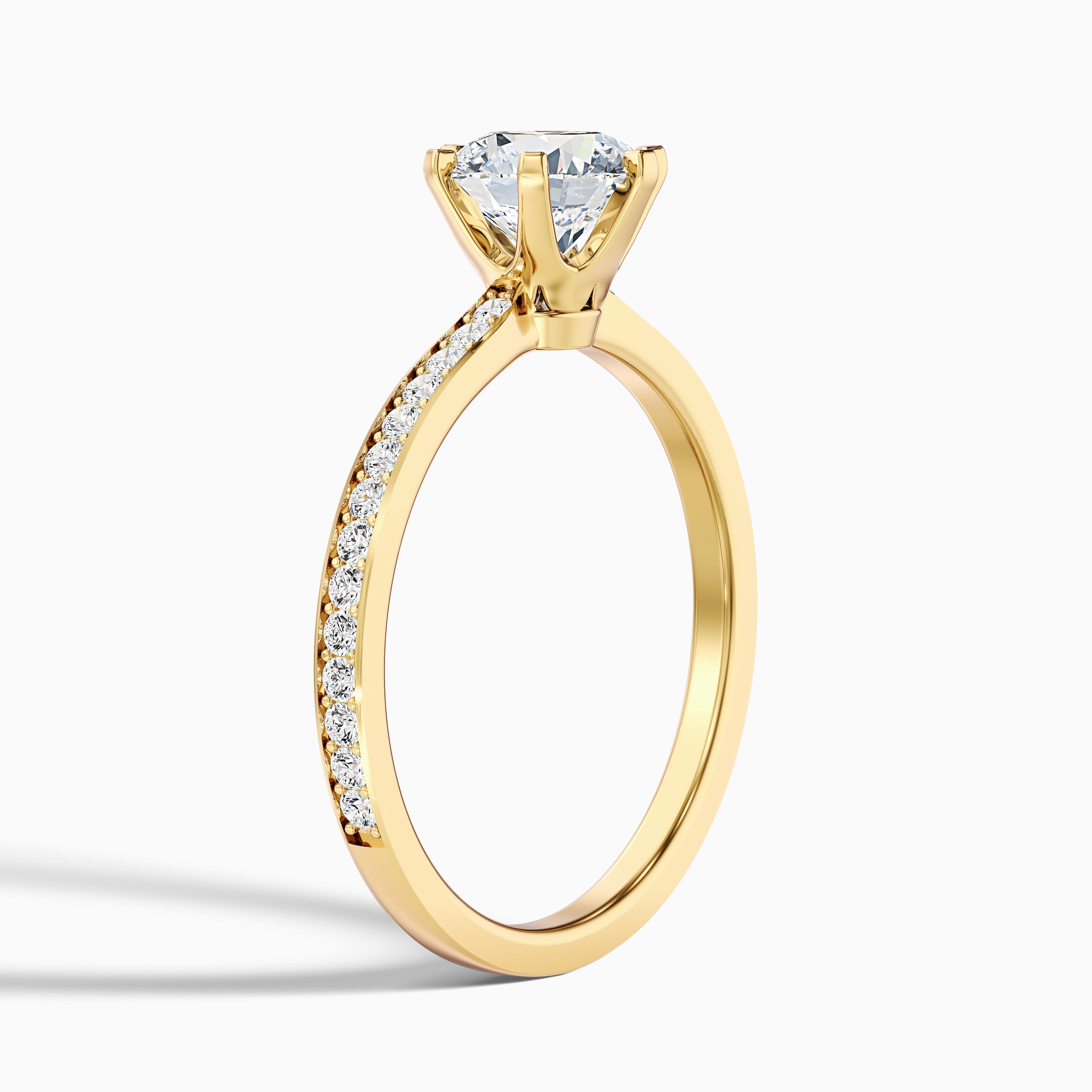 Eden 3.5 Carat Round Side Stone Pave Moissanite Engagement Ring in 10k Yellow Gold