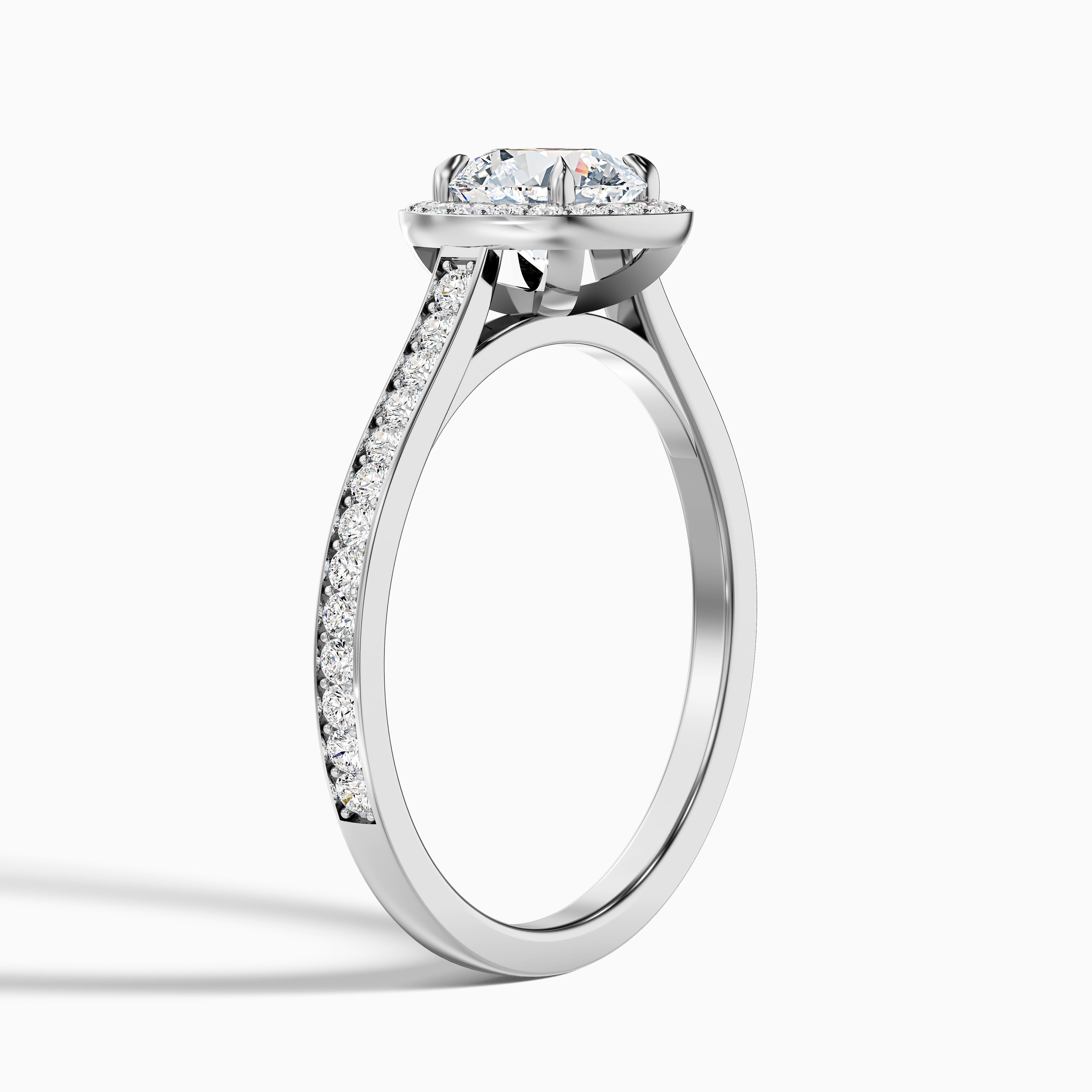 Jessy 5.5 Carat Round Halo Pave Moissanite Engagement Ring in 18k Yellow Gold