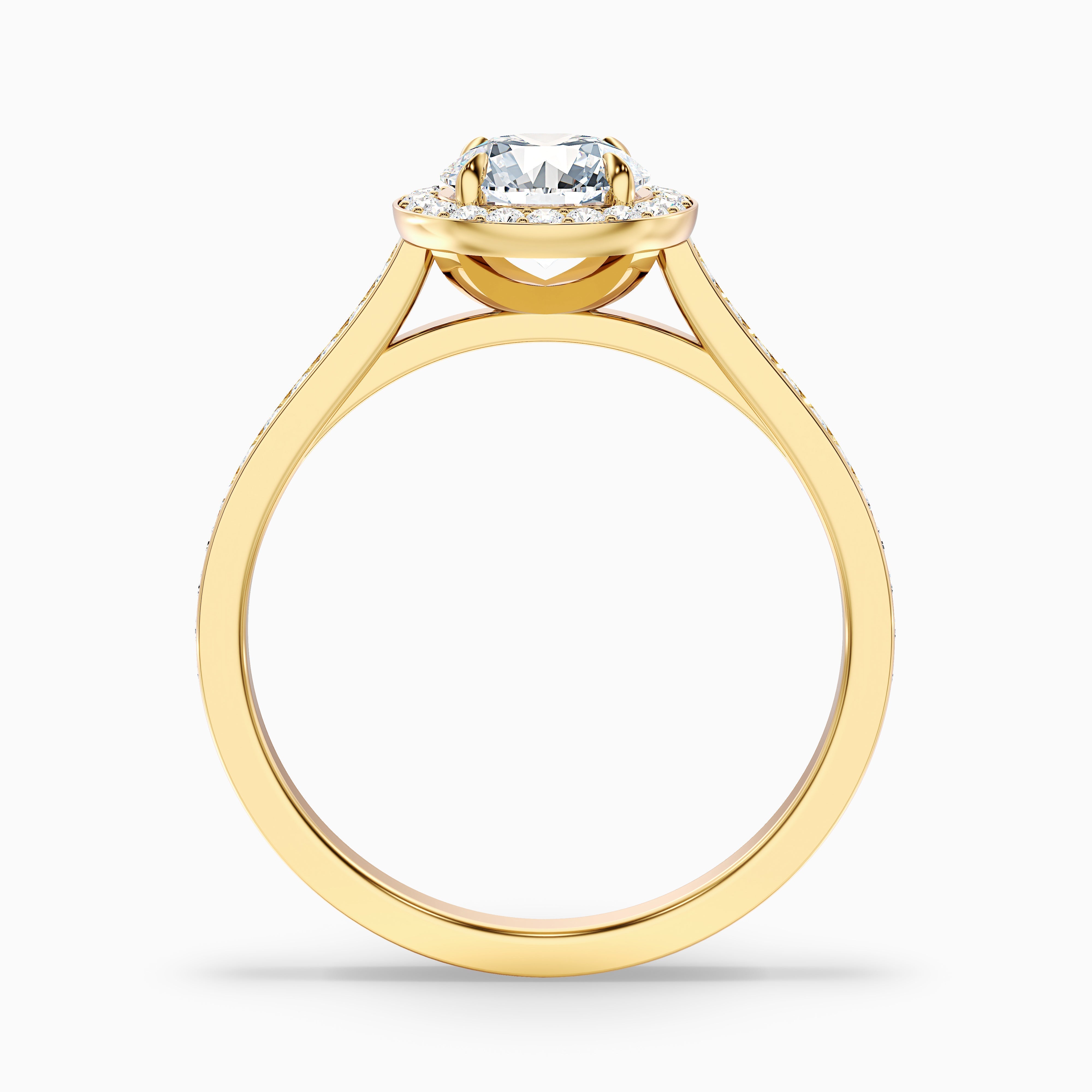 Dallas 5 Carat Round Halo Pave Lab Grown Diamond Ring in 18k Rose Gold