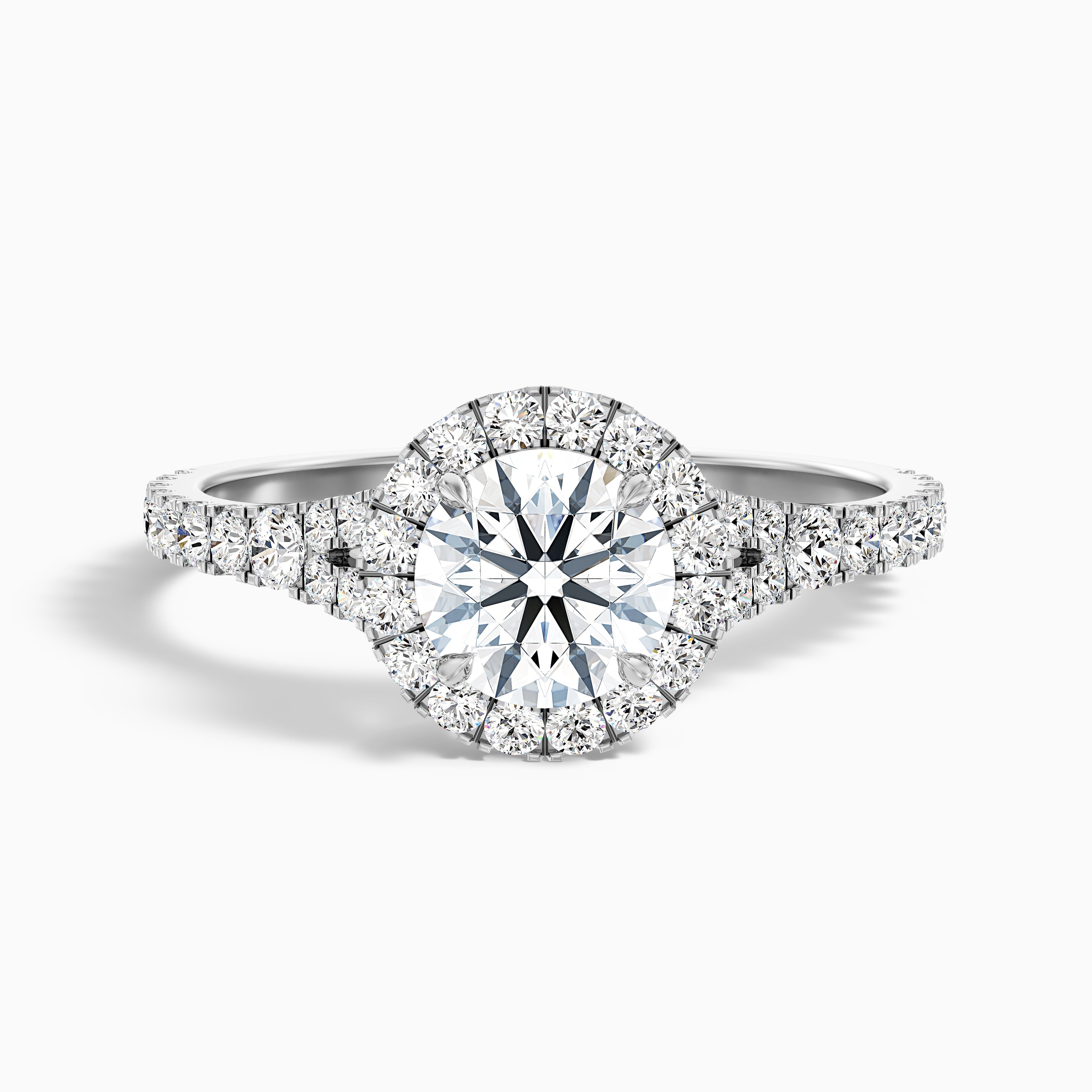 Emily 1.5 Carat Round Halo Pave Lab Grown Diamond Ring in 18k White Gold