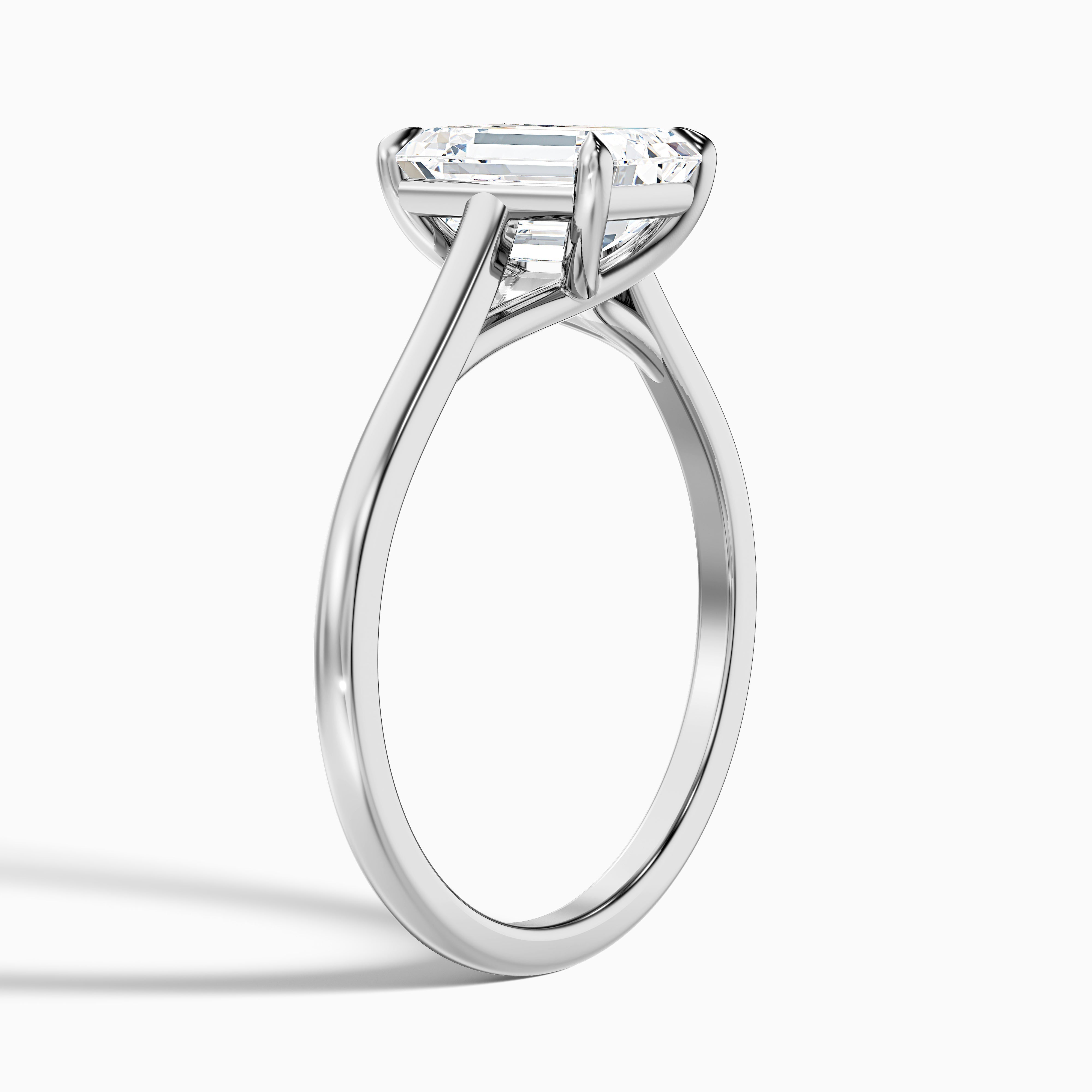 Hana 4 Carat Emerald Cut Solitaire Lab Grown Diamond Ring in 18k Yellow Gold
