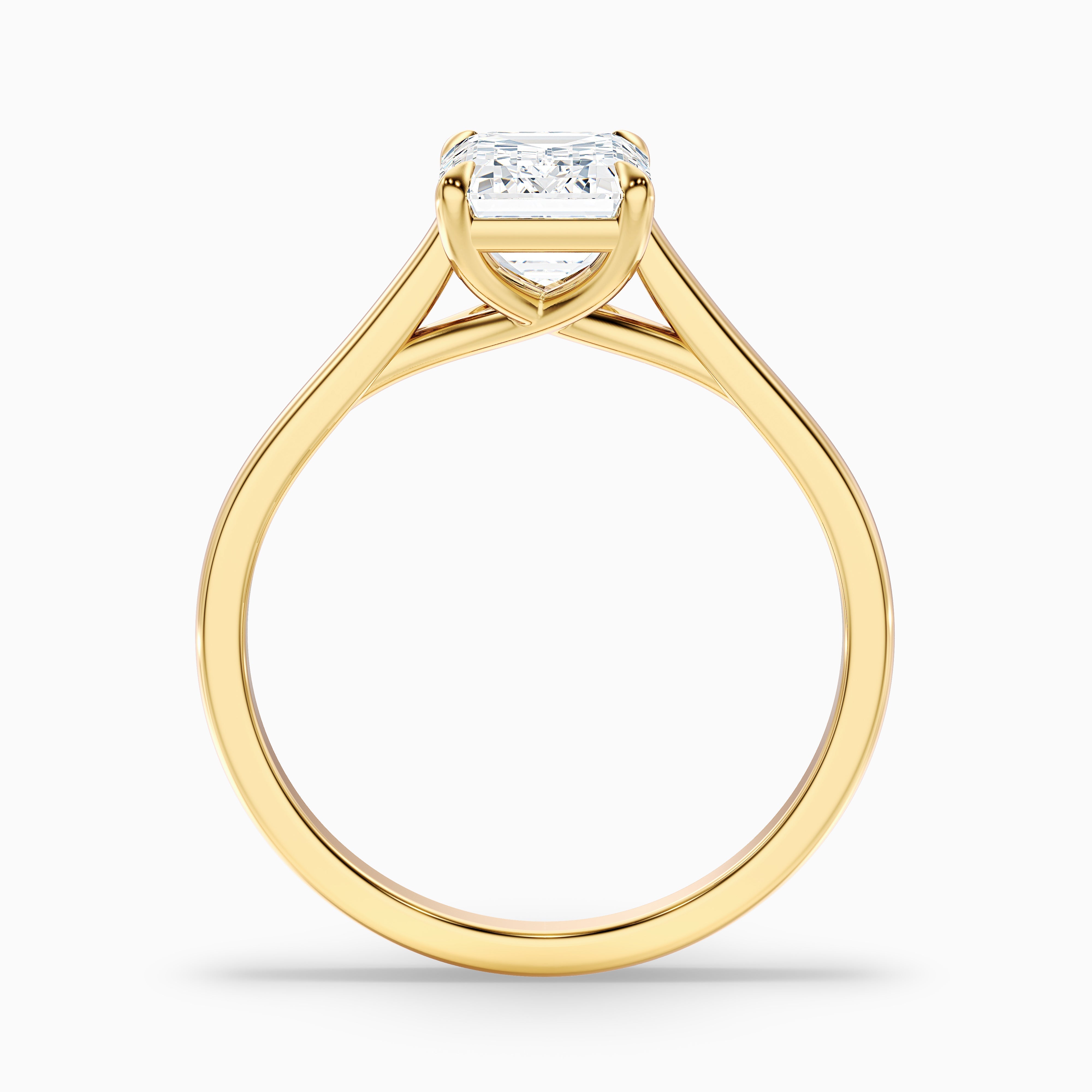 Hana 3 Carat Emerald Cut Solitaire Lab Grown Diamond Ring in 10k Yellow Gold