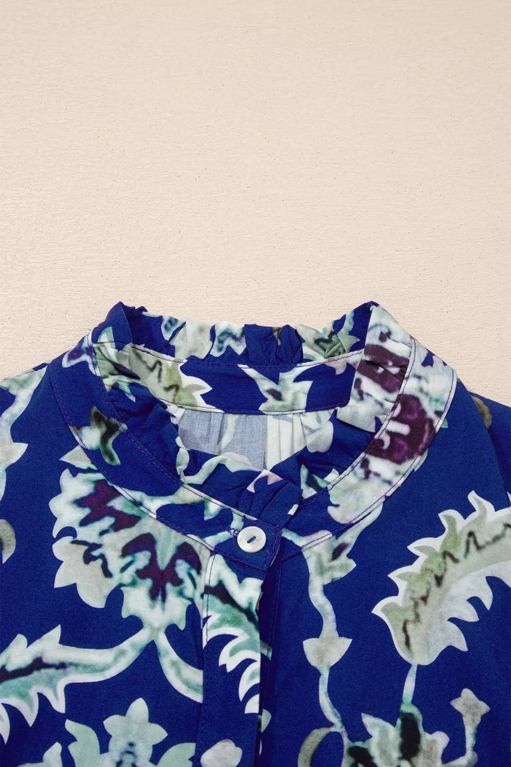 Wild Floral Print Frilled Collar Half Sleeve Dress