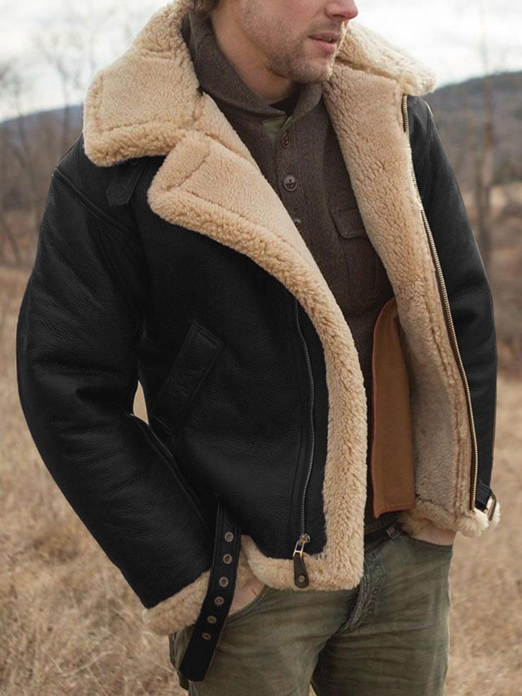 Thickened Leather-and-fur Mens Casual Jacket