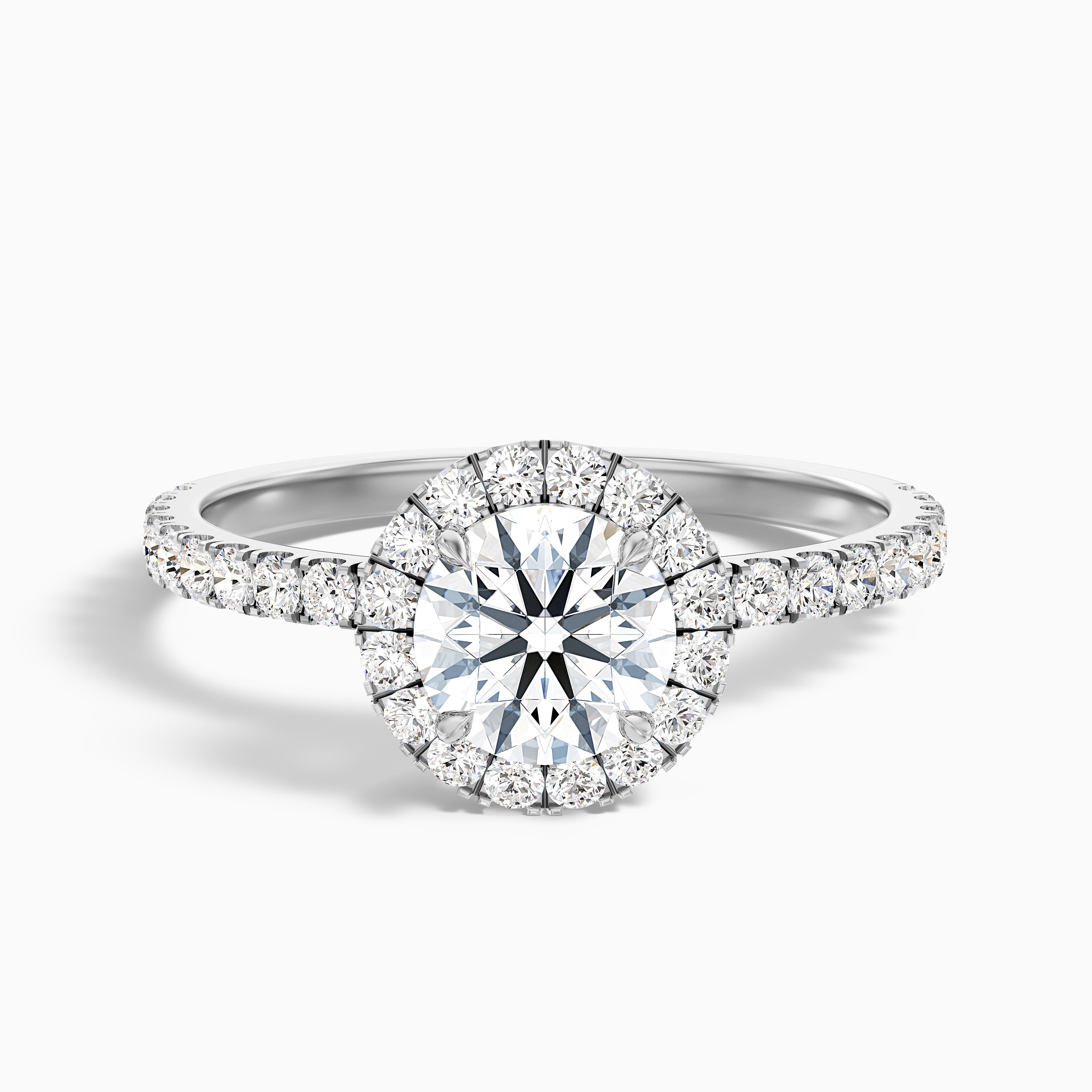 Jade 2 Carat Round Cut Halo Lab Grown Diamond Ring in Platinum