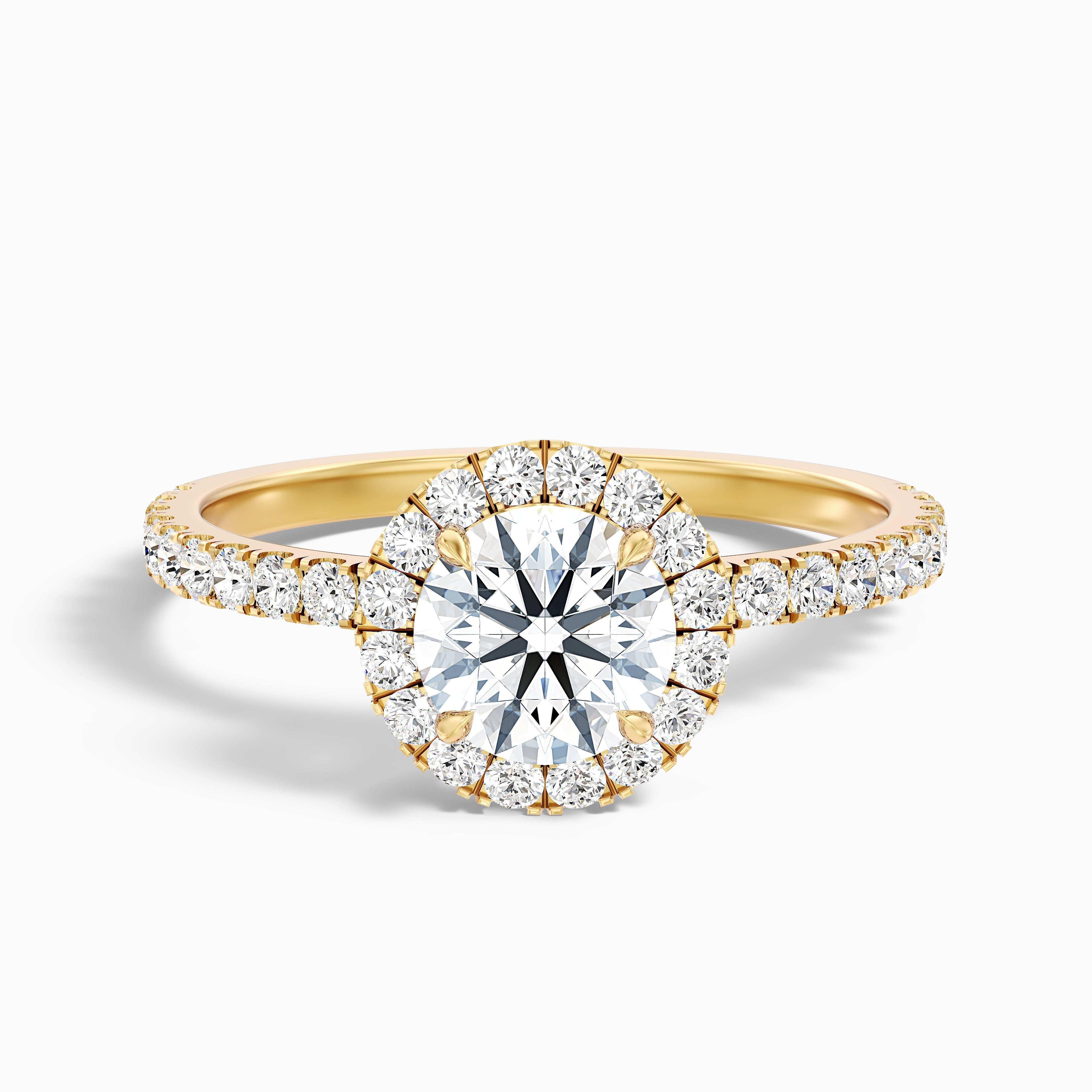 Hailey 3.5 Carat Round Cut Halo Moissanite Engagement Ring in 14k White Gold