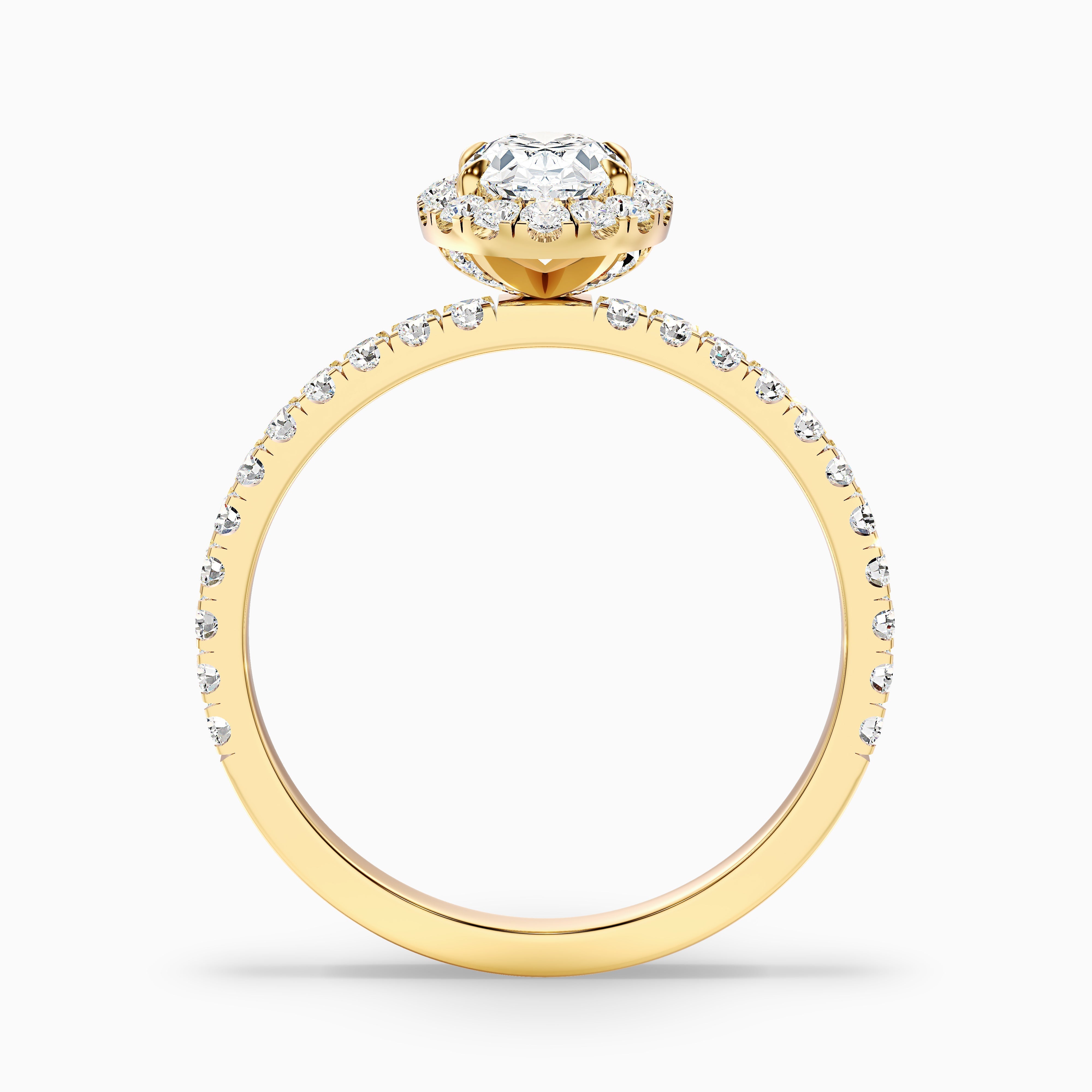 Grace 1 Carat Oval Halo Pave Moissanite Engagement Ring in 18k White Gold