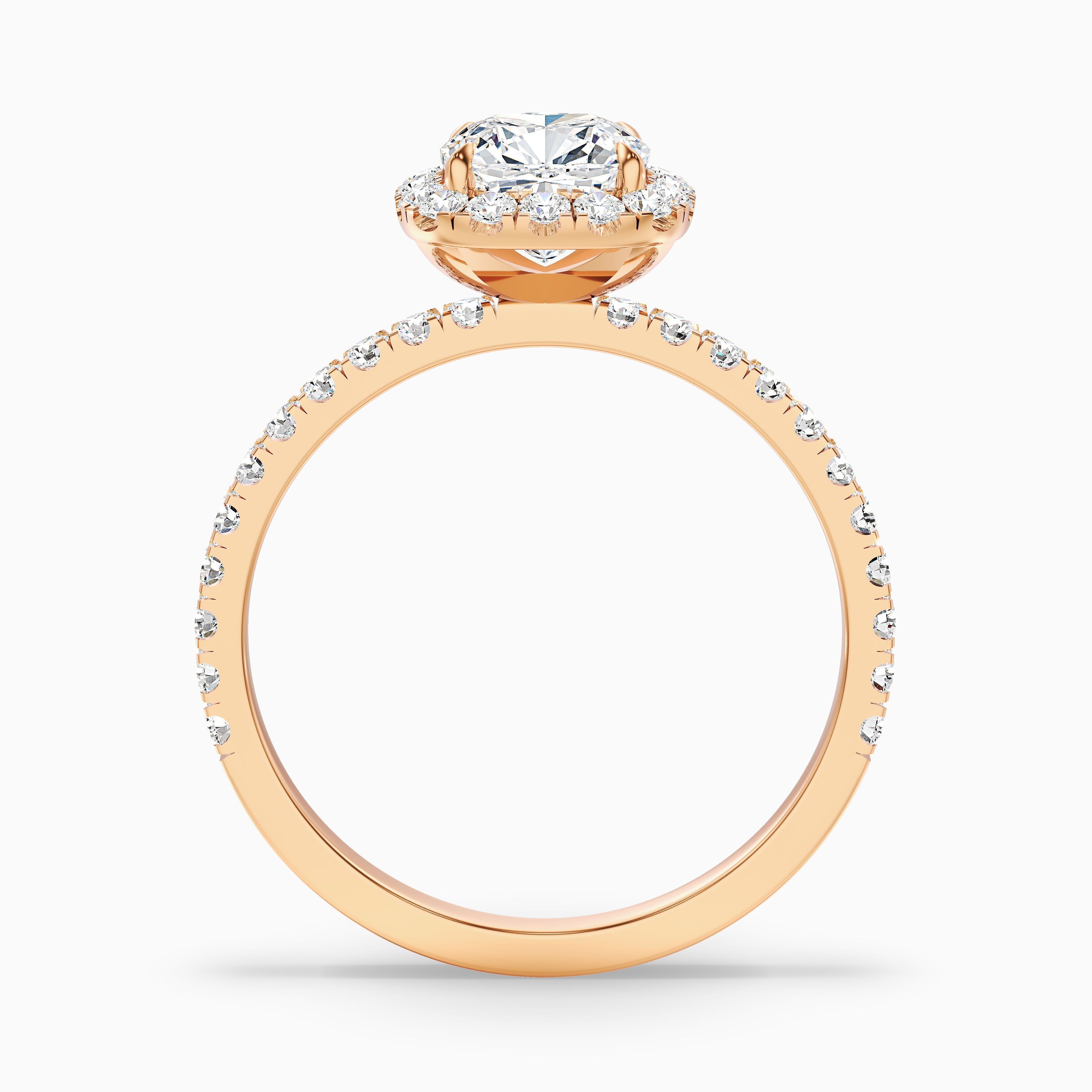 Gina 3.5 Carat Cushion Cut Halo Pave Moissanite Engagement Ring in 18k Yellow Gold