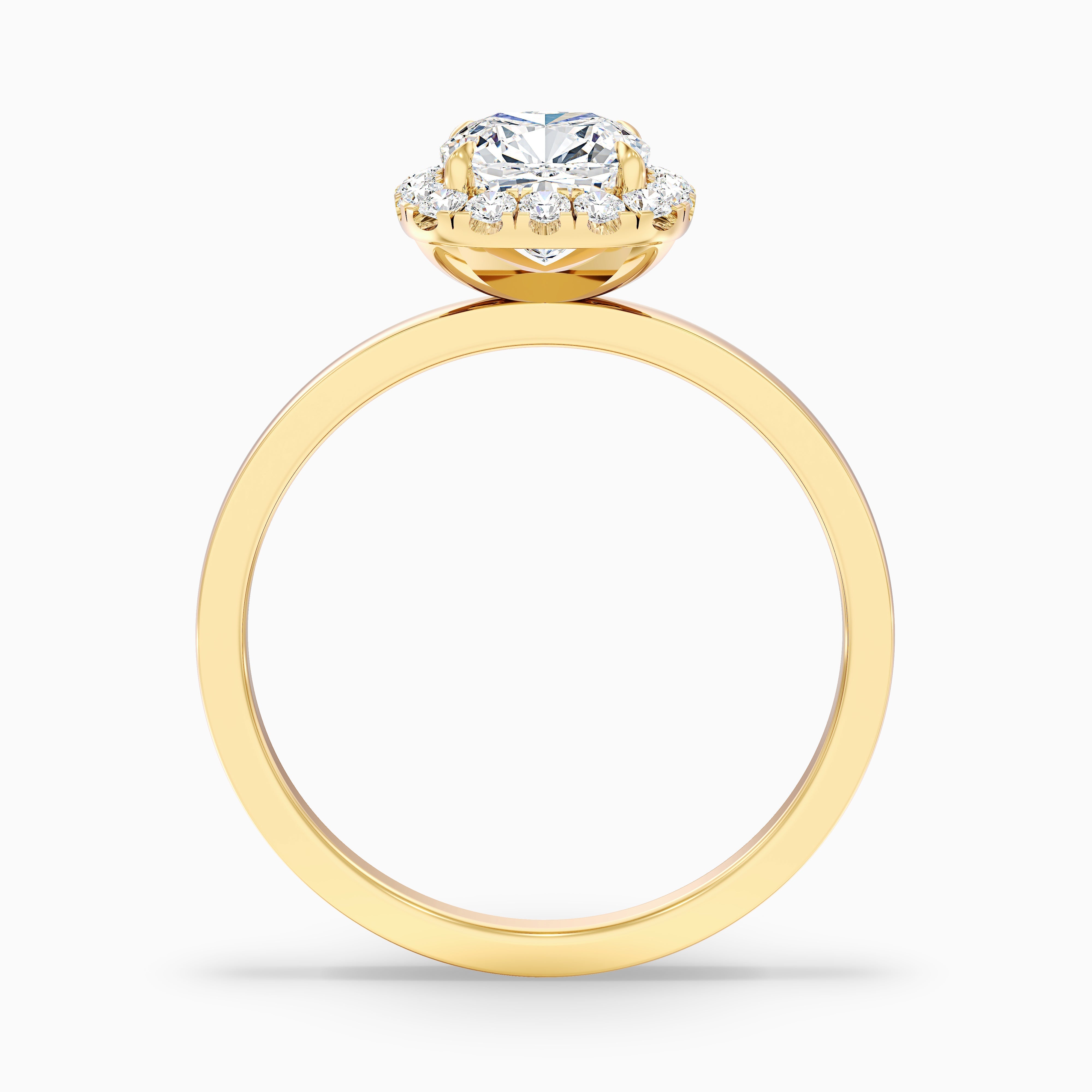 Claire 1.5 Carat Cushion Cut Halo Moissanite Engagement Ring in 10k Yellow Gold