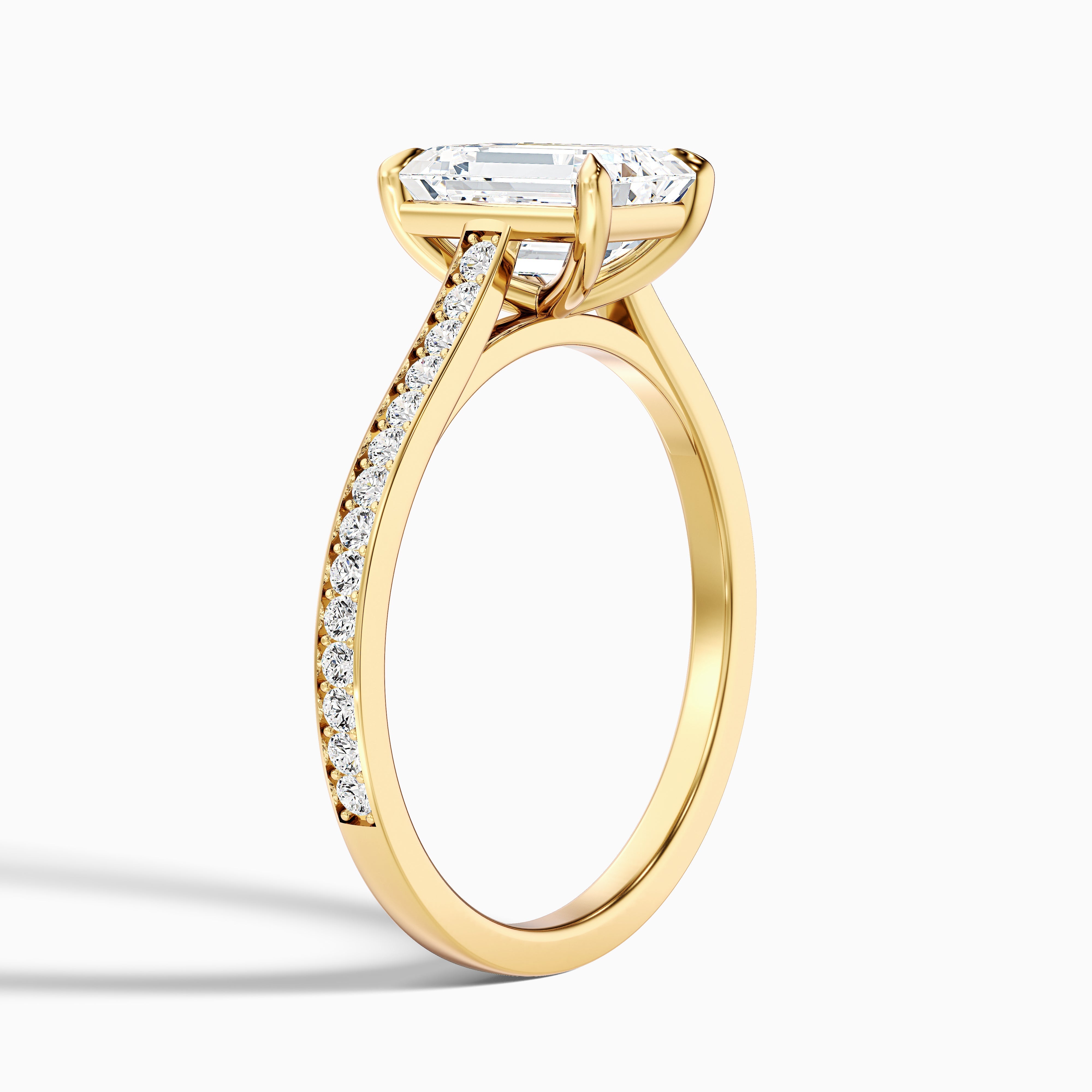 Eliza 4.5 Carat Emerald Cut Side Stone Pave Lab Grown Diamond Ring in Platinum