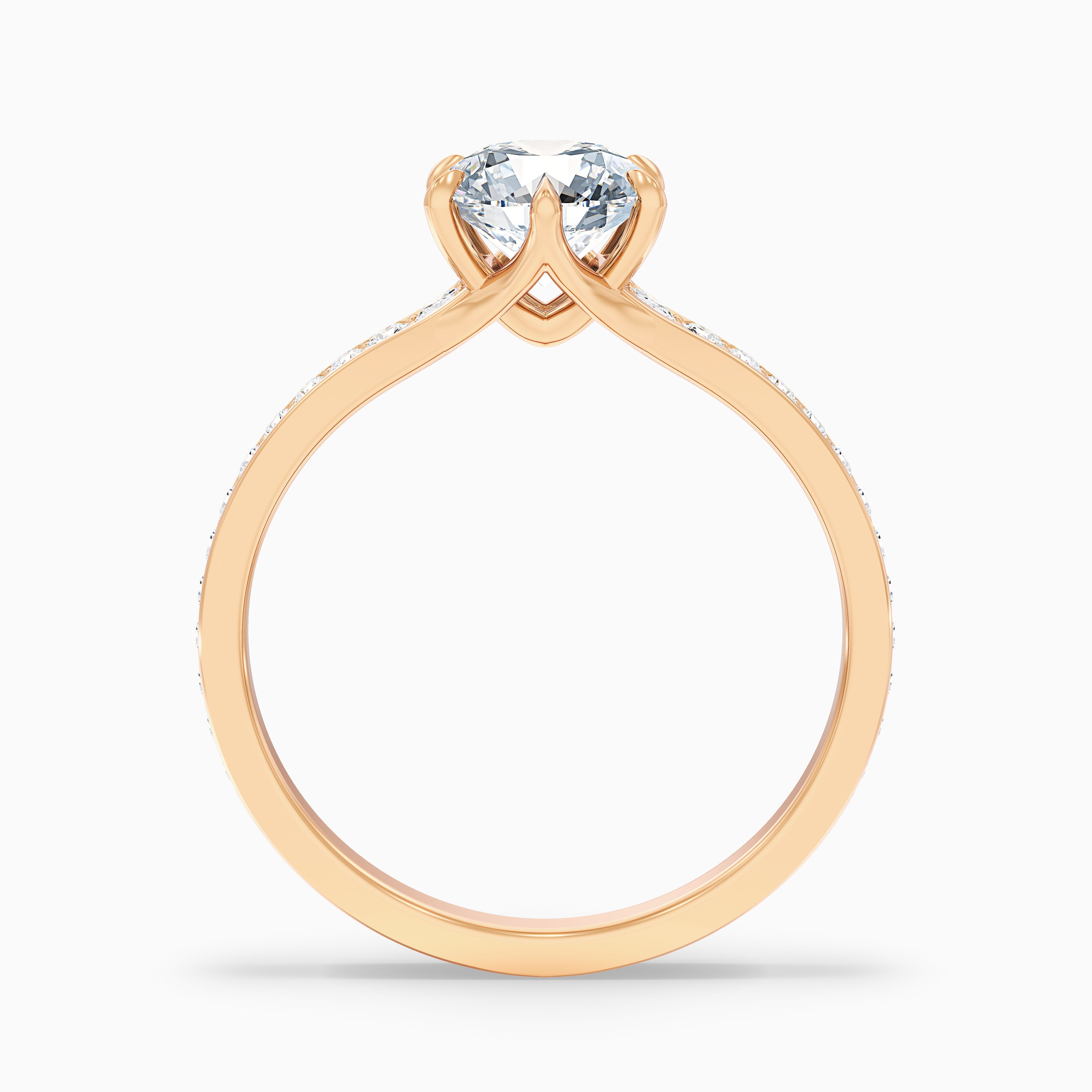 Carol 4.5 Carat Round Side Stone Pave Moissanite Engagement Ring in 18k White Gold