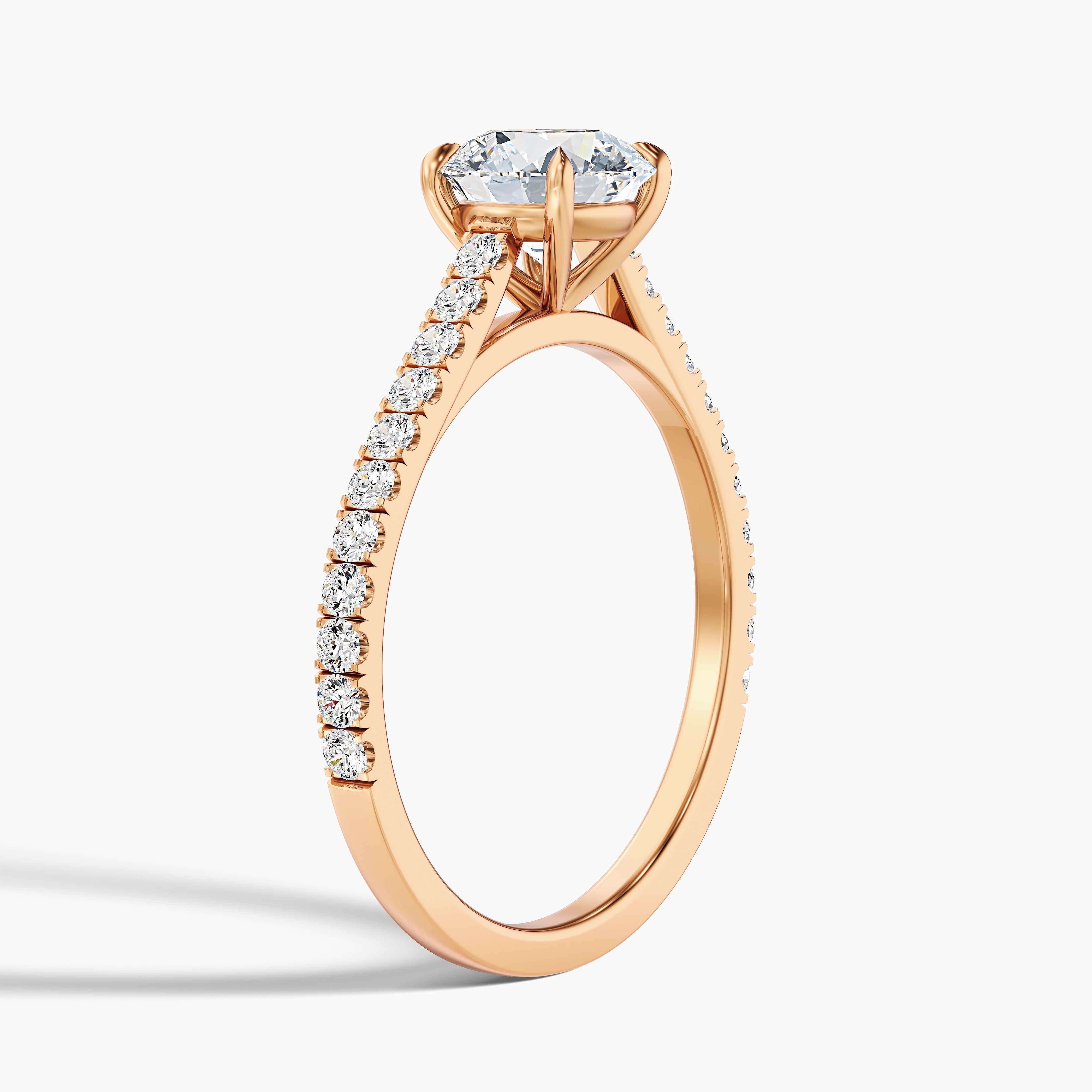 Hope 2.5 Carat Round Side Stone Pave Lab Grown Diamond Ring in 14k Rose Gold