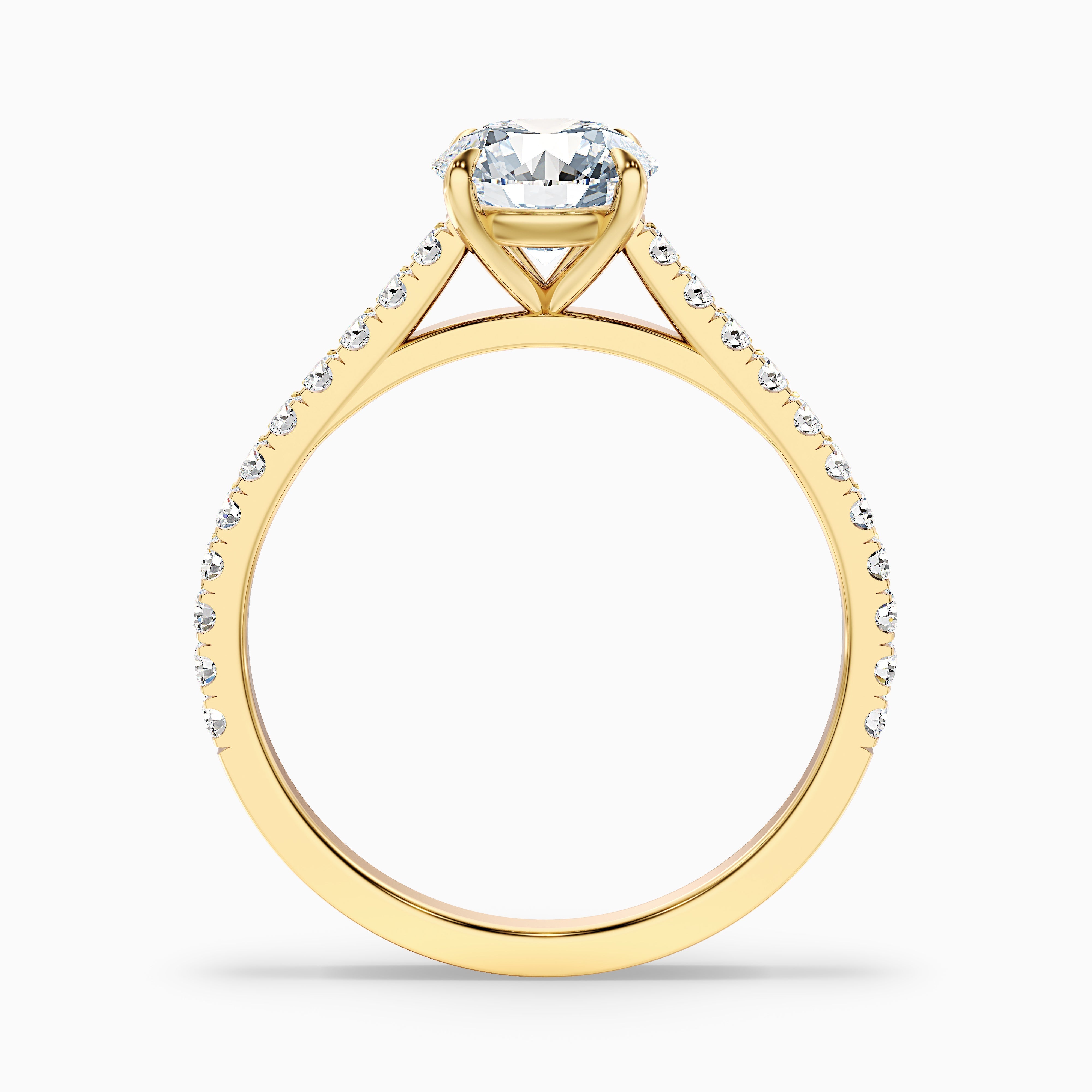 Carly 5.5 Carat Round Side Stone Pave Moissanite Engagement Ring in 10k Rose Gold
