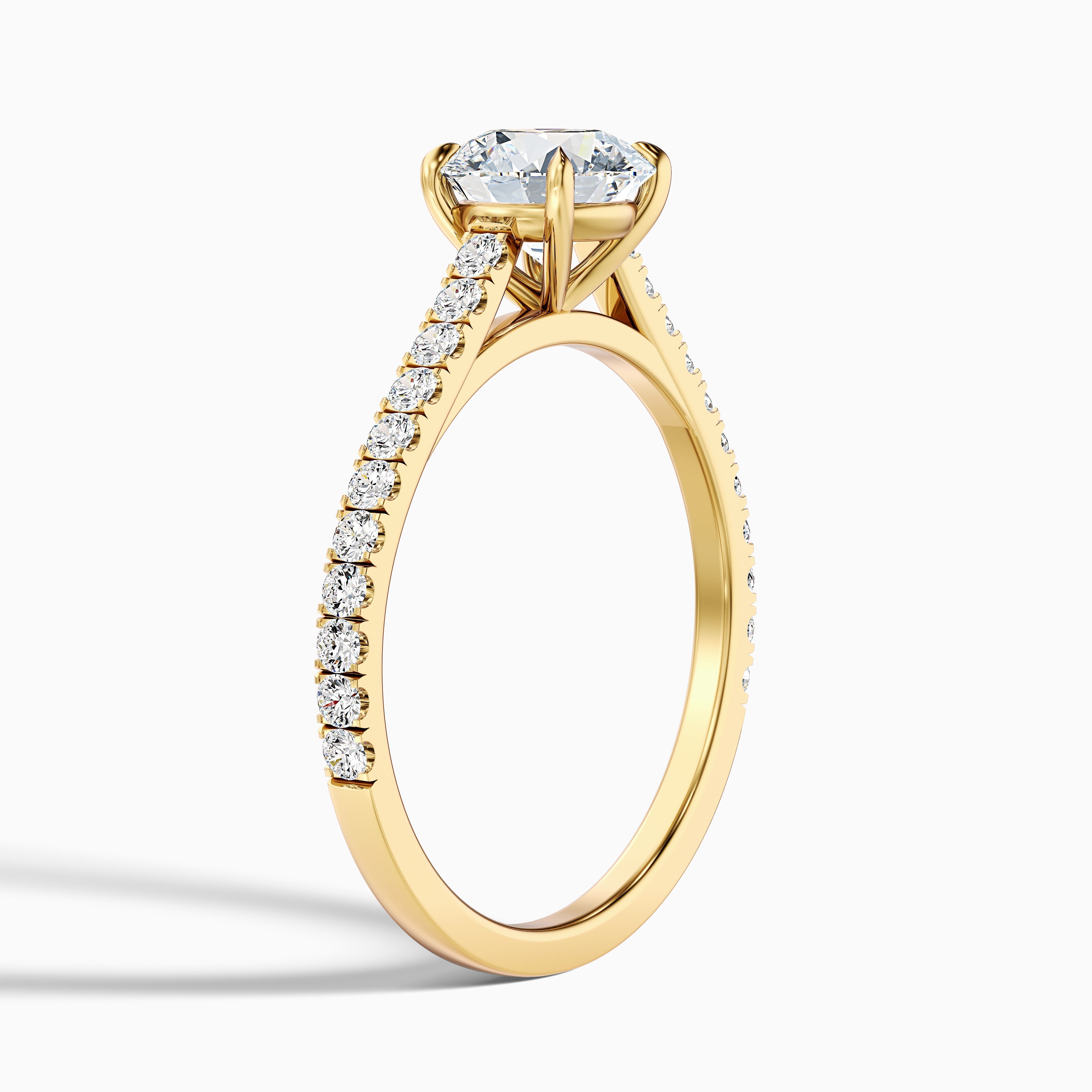 Hope 5 Carat Round Side Stone Pave Lab Grown Diamond Ring in 10k White Gold