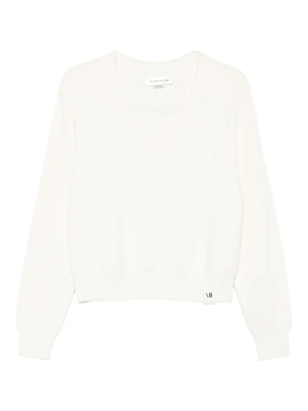 Victoria Beckham Women Relaxed Fit V-Neck Cotton Blend Sweater