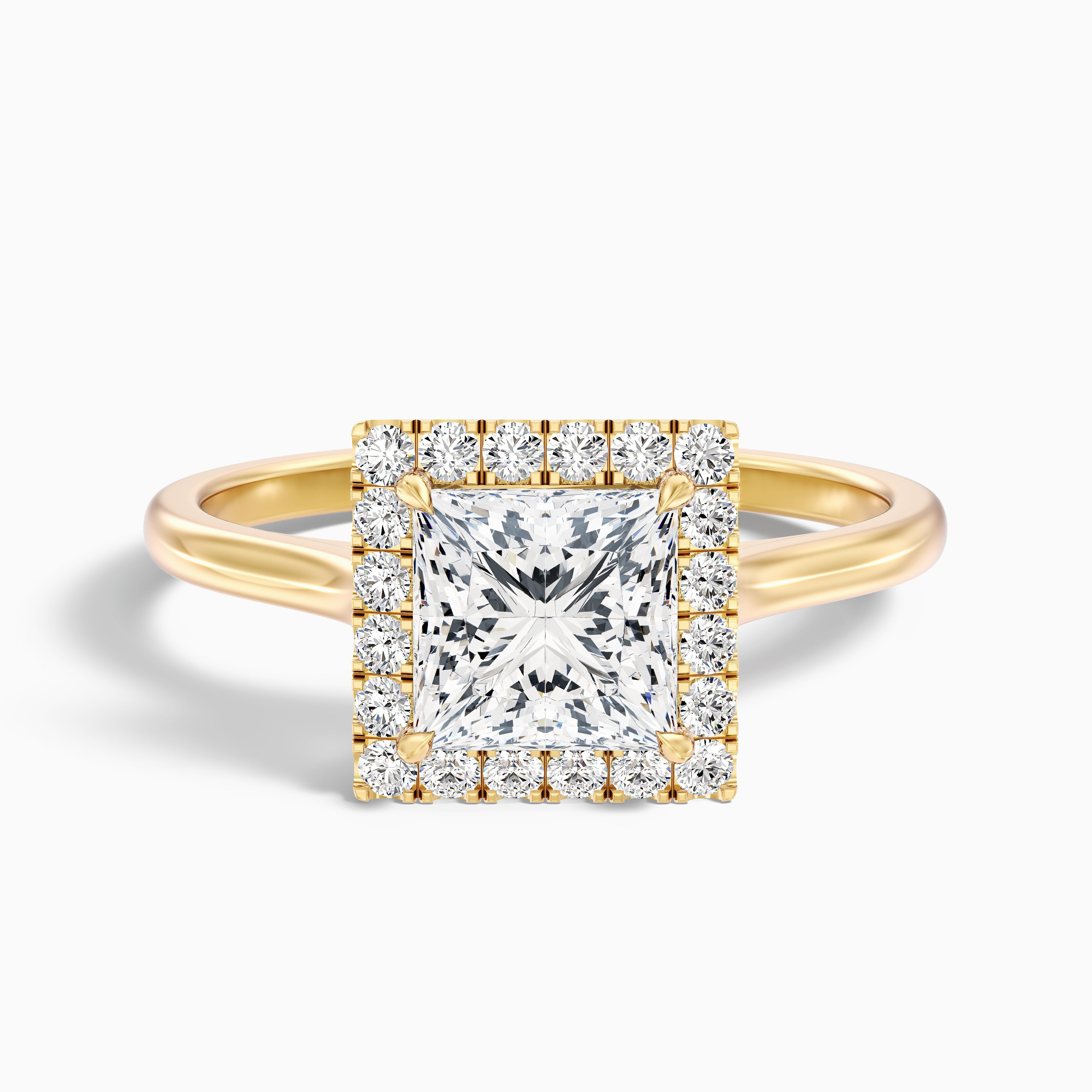Ember 2 Carat Princess Cut Halo Lab Grown Diamond Ring in 10k Rose Gold