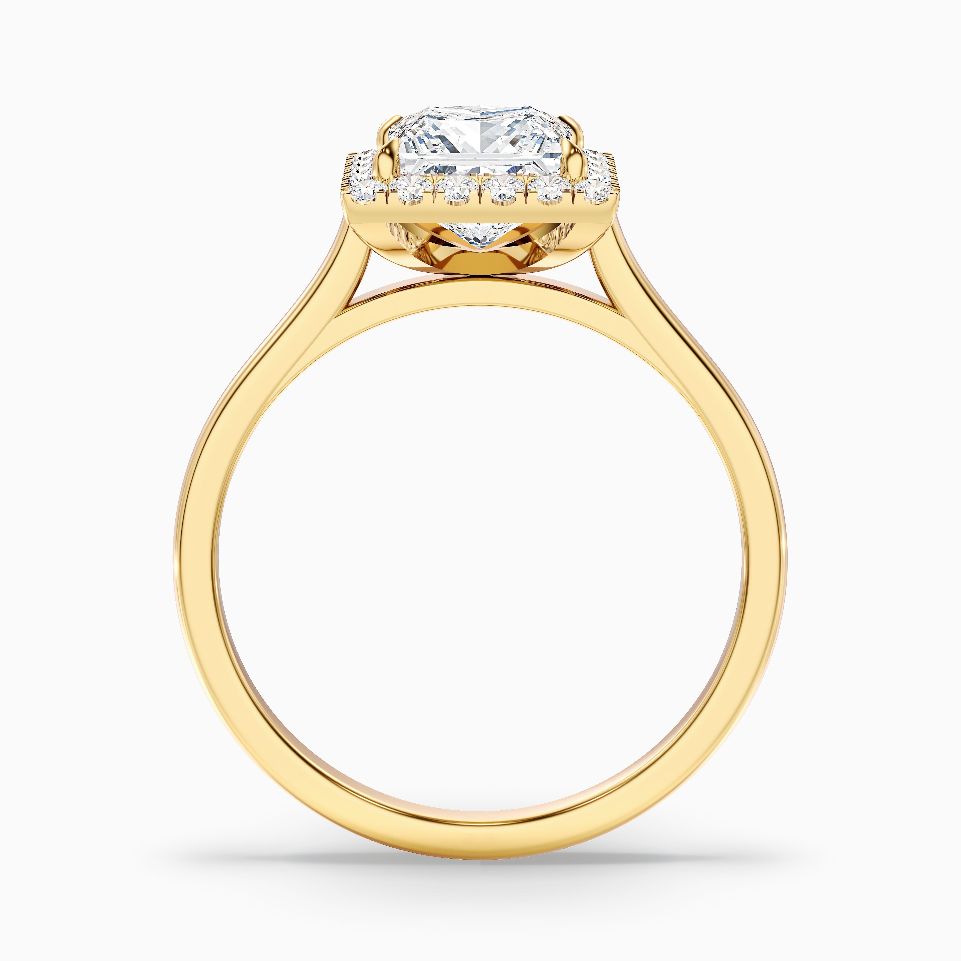 Ember 2.5 Carat Princess Cut Halo Lab Grown Diamond Ring in 18k Yellow Gold