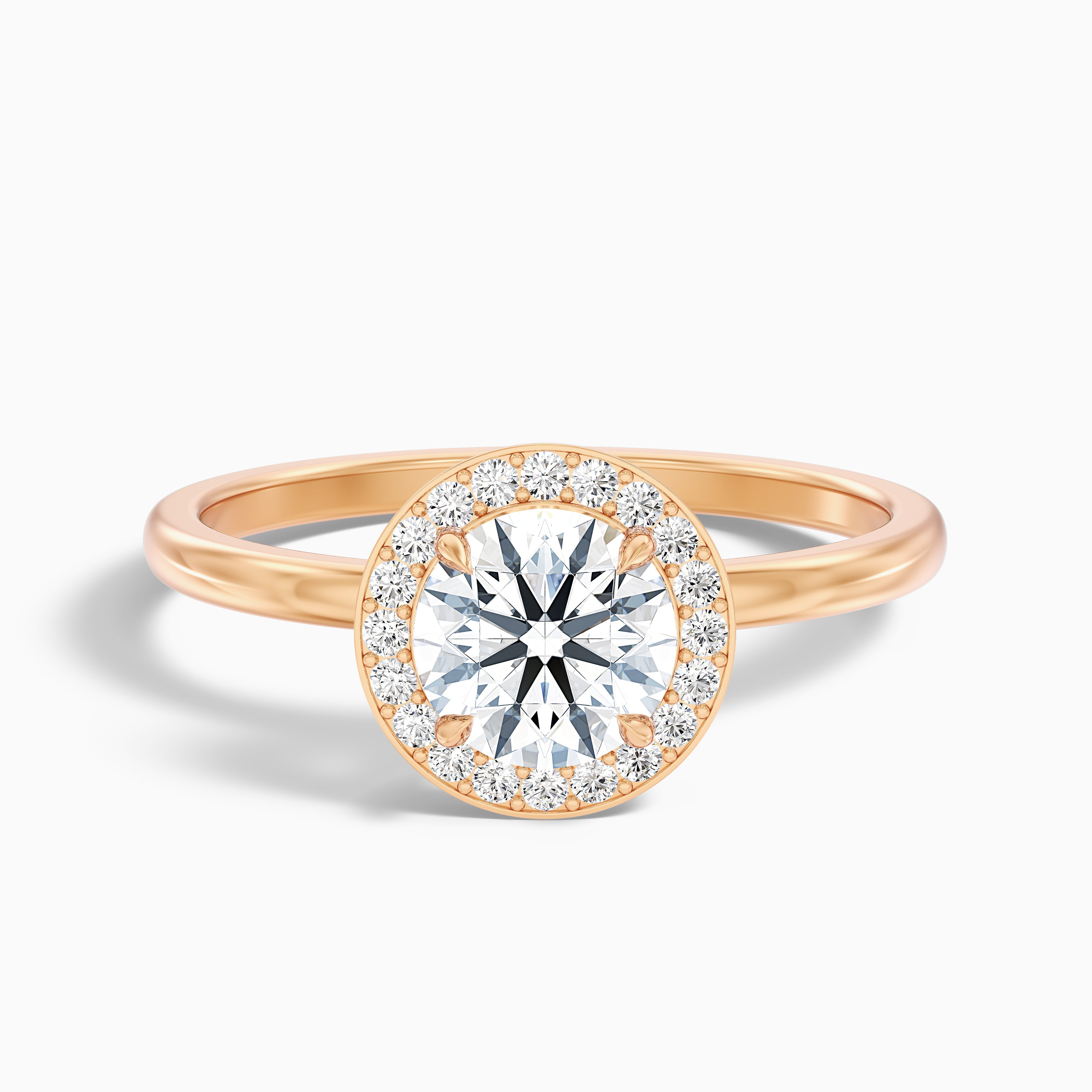 Arya 2 Carat Round Halo Lab Grown Diamond Ring in 18k Rose Gold