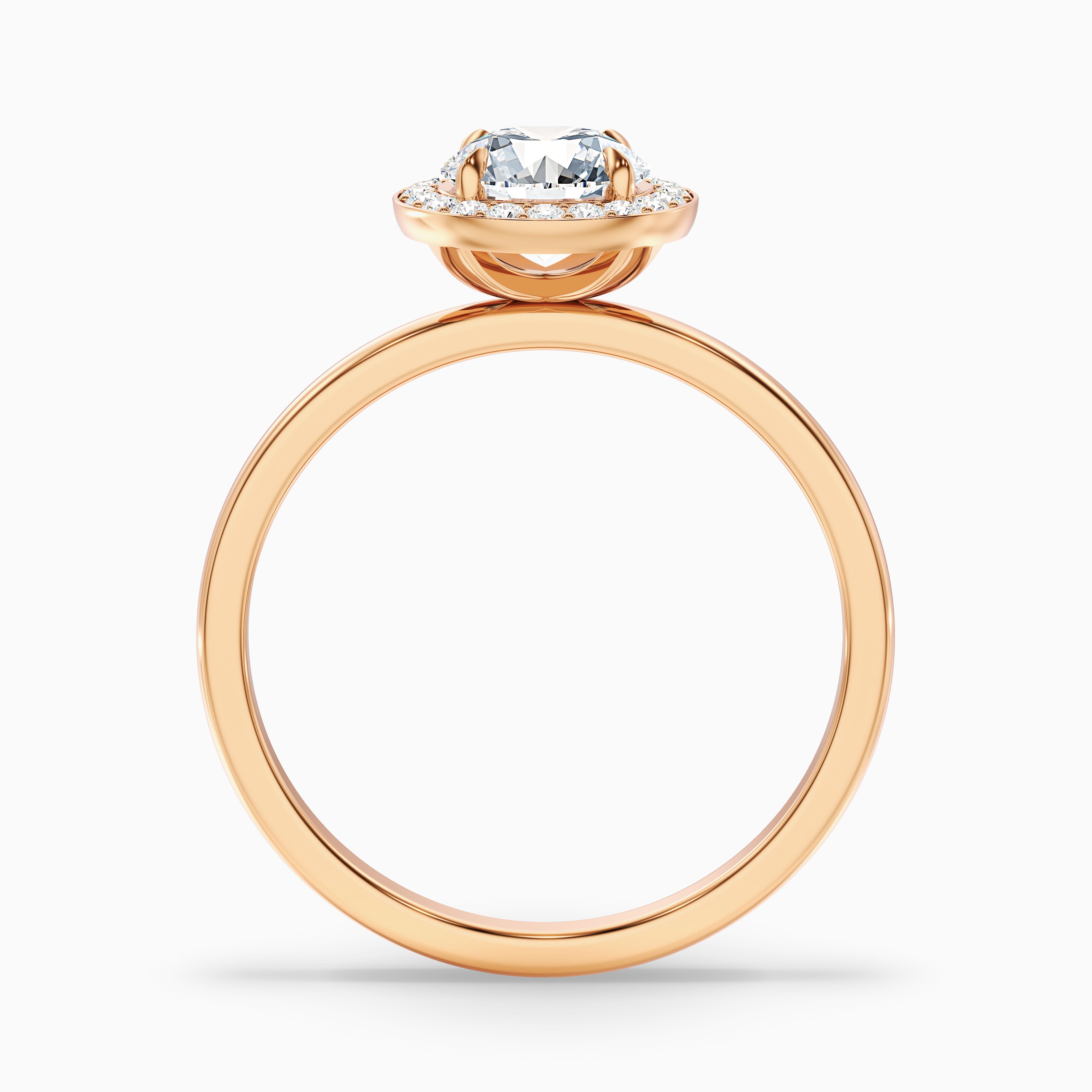 Aura 4 Carat Round Halo Pave Moissanite Engagement Ring in 10k Yellow Gold