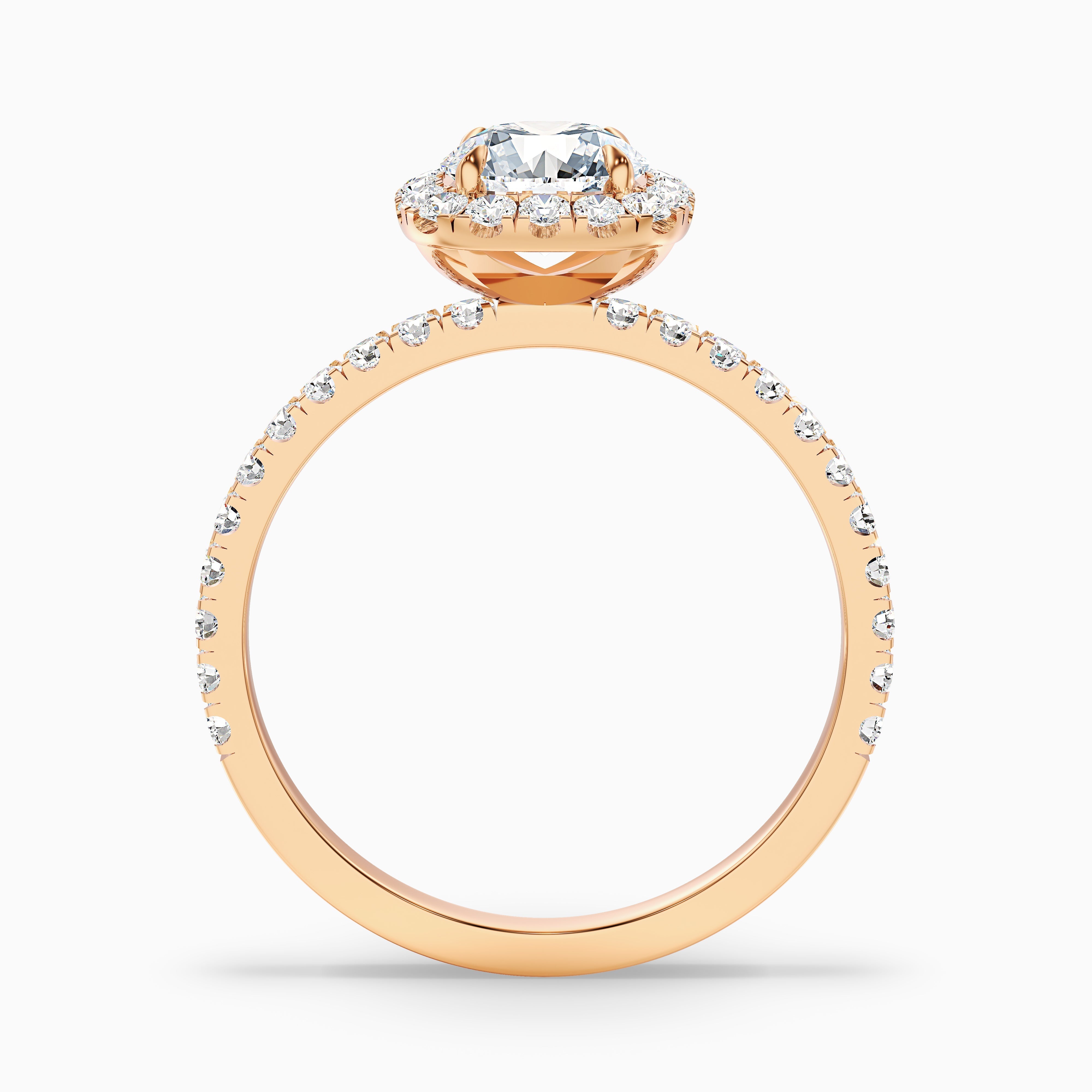 Adley 3.5 Carat Round Cut Halo Pave Lab Grown Diamond Ring in 14k White Gold