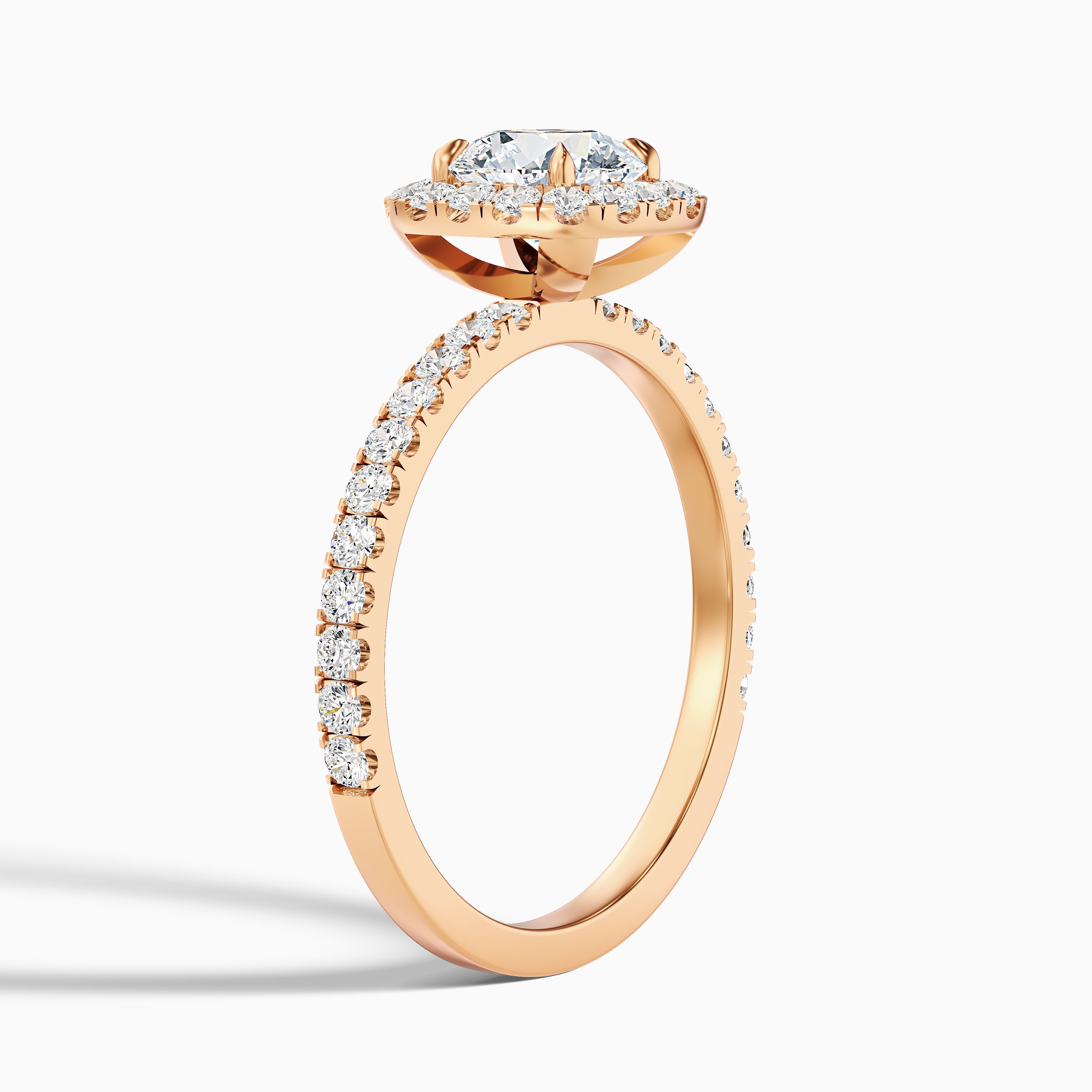 Zia 3 Carat Round Cut Halo Pave Moissanite Engagement Ring in 10k Yellow Gold