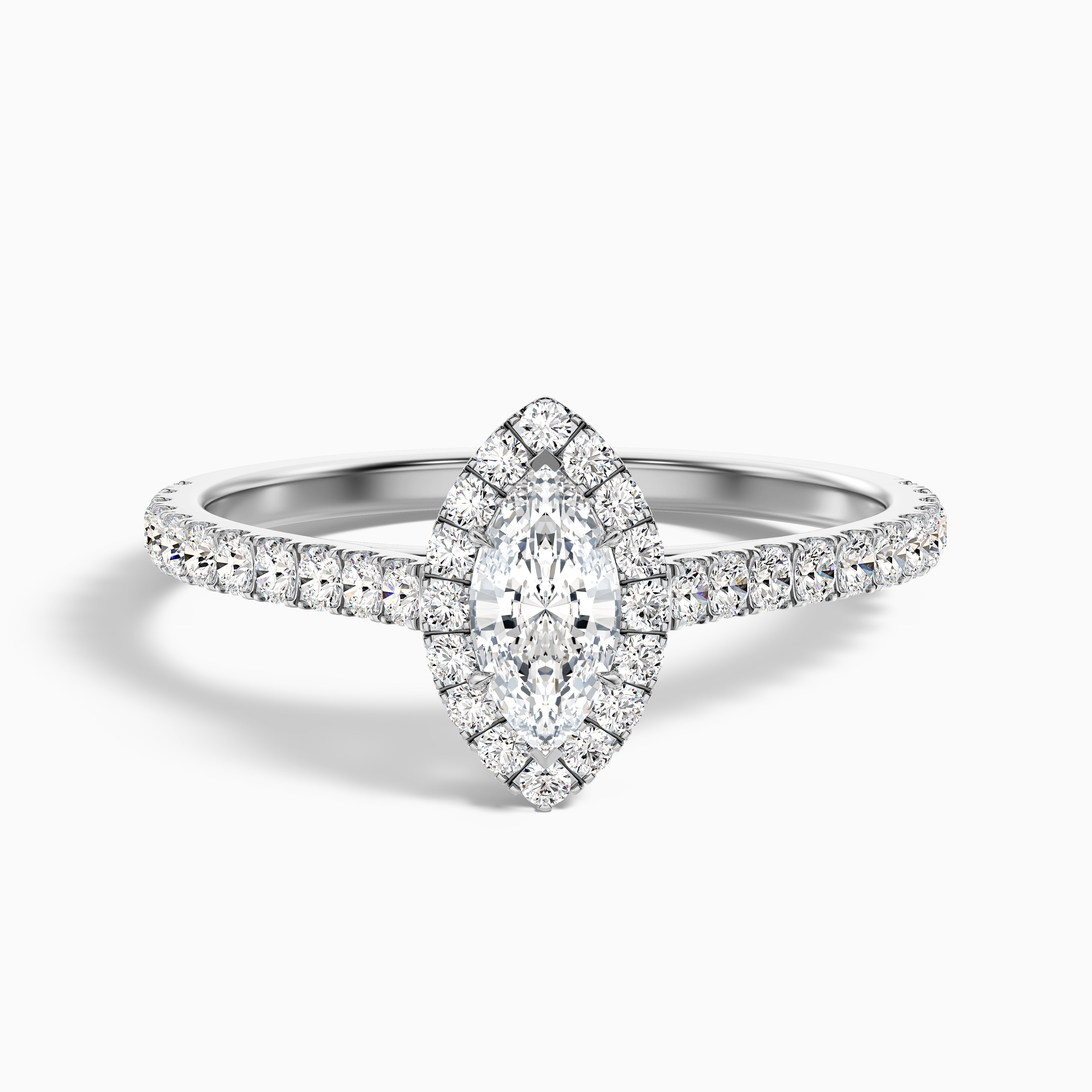 Alexa 3.5 Carat Marquise Halo Pave Lab Grown Diamond Ring in 10k Rose Gold