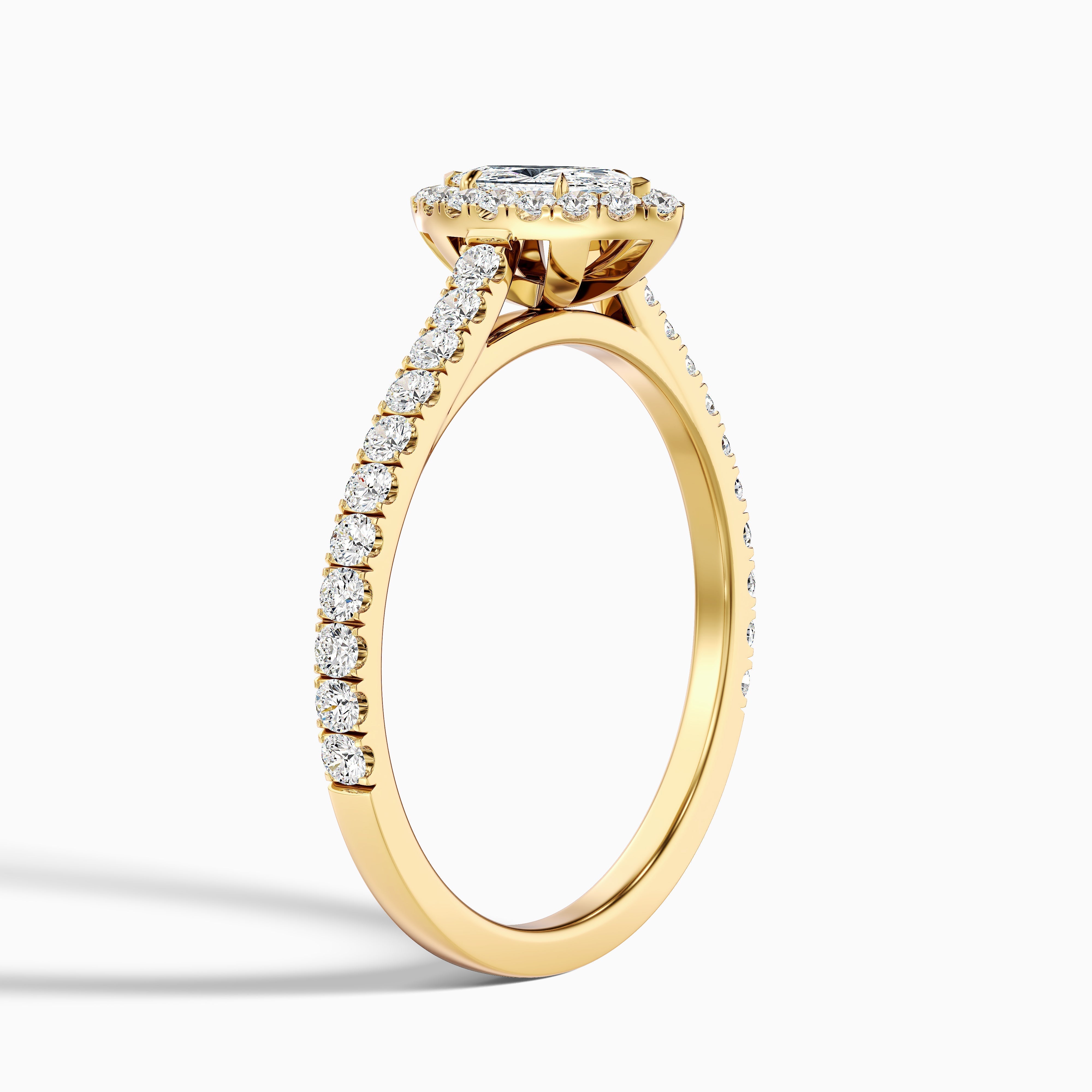 Cara 8 Carat Marquise Halo Pave Moissanite Engagement Ring in 14k Yellow Gold