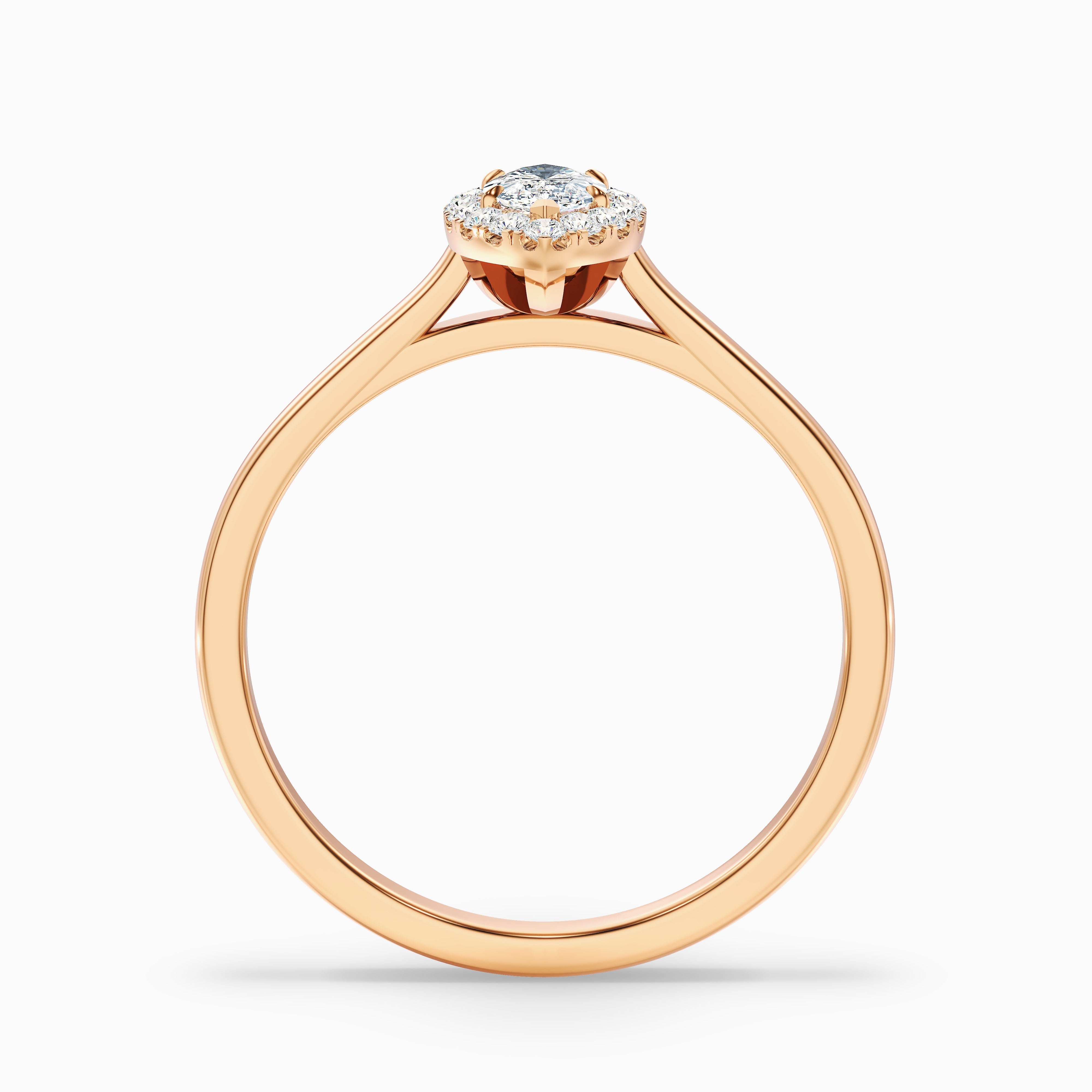 Lena 1 Carat Marquise Halo Moissanite Engagement Ring in 14k Rose Gold
