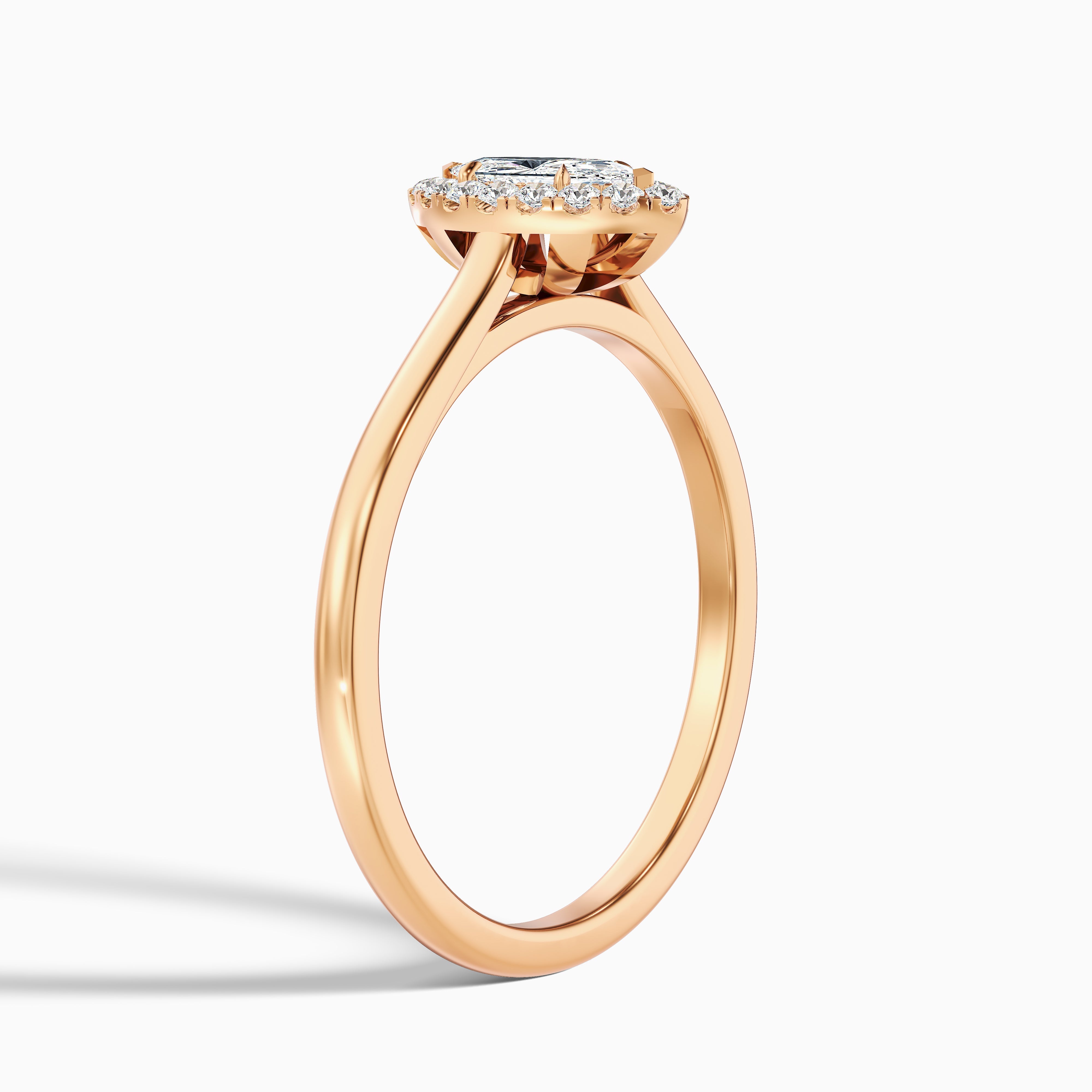 Lena 3 Carat Marquise Halo Moissanite Engagement Ring in 14k Yellow Gold