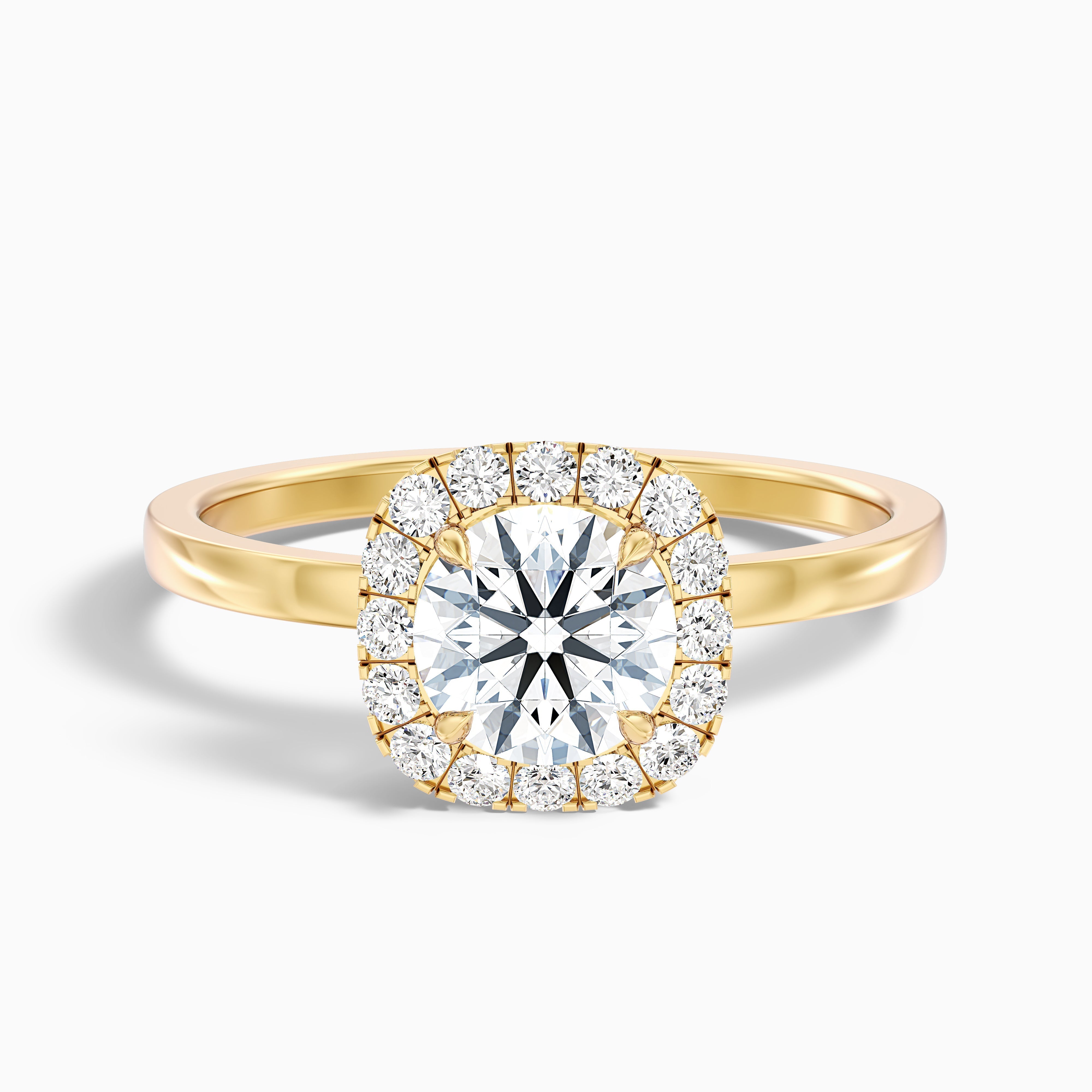 Angel 1.5 Carat Round Cut Halo Lab Grown Diamond Ring in 18k Rose Gold