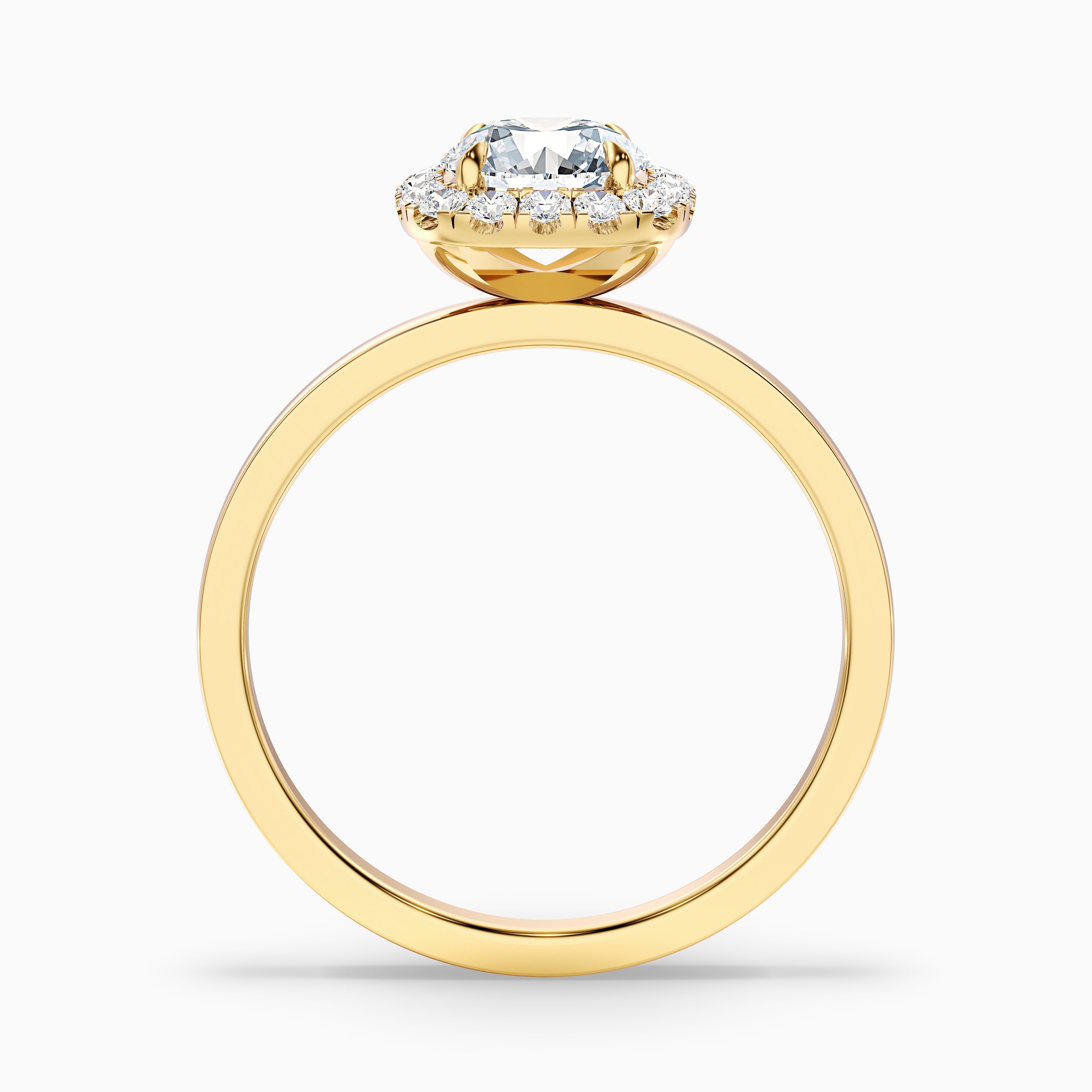 Anya 1.5 Carat Round Cut Halo Moissanite Engagement Ring in 14k Yellow Gold