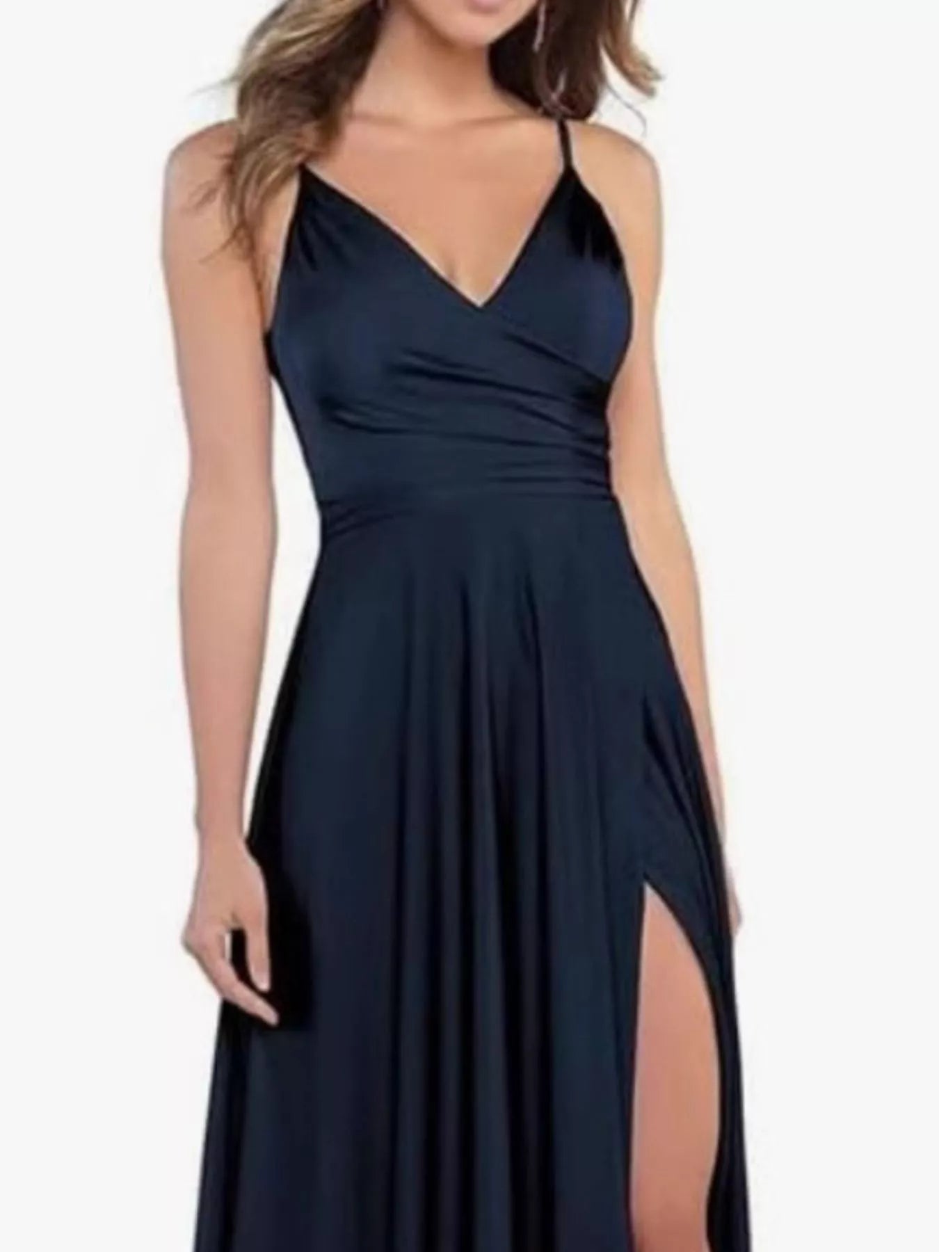 Ruched Slit Maxi Cami Dress