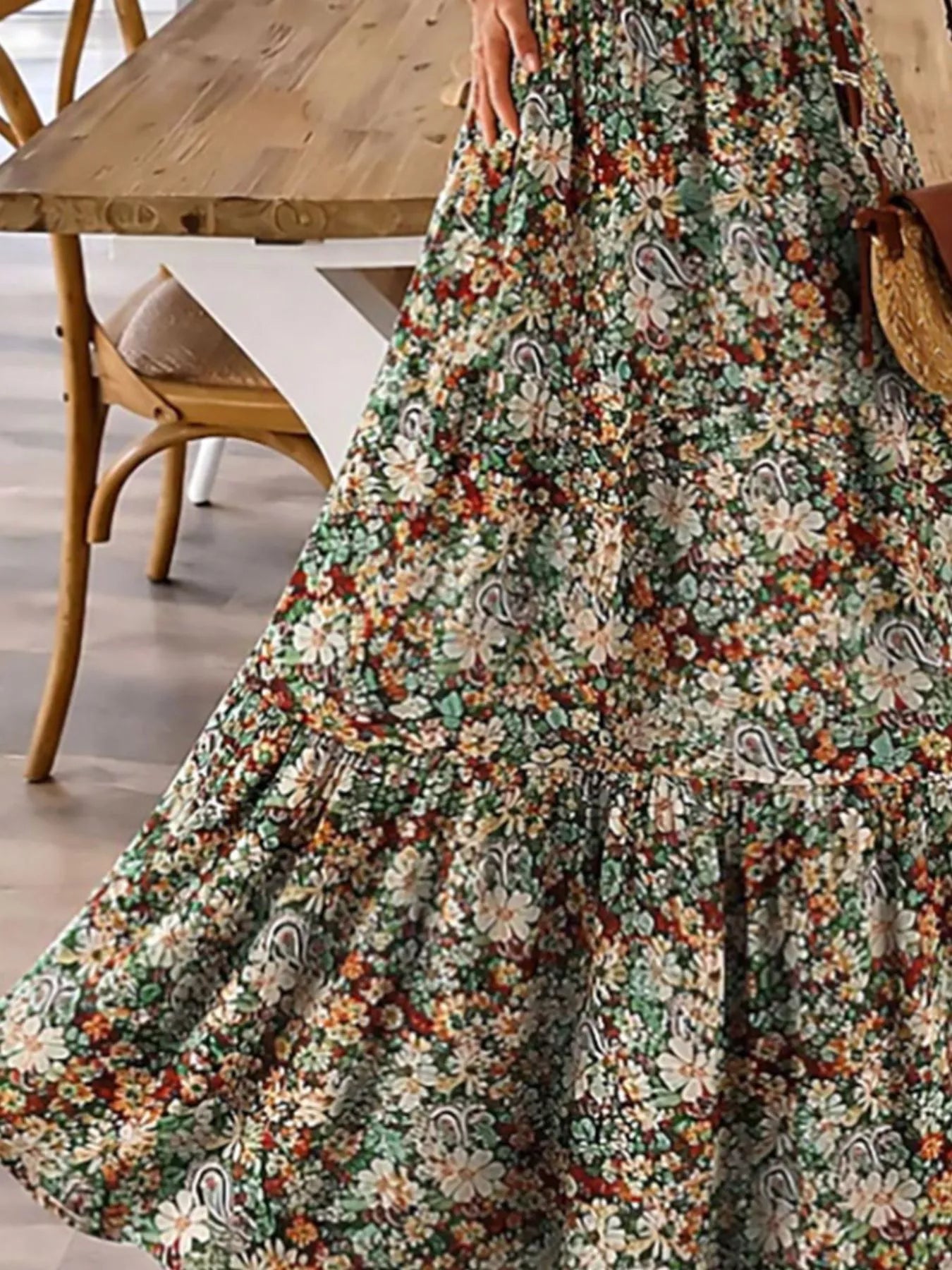 Floral Print Maxi Dress with Spaghetti Straps