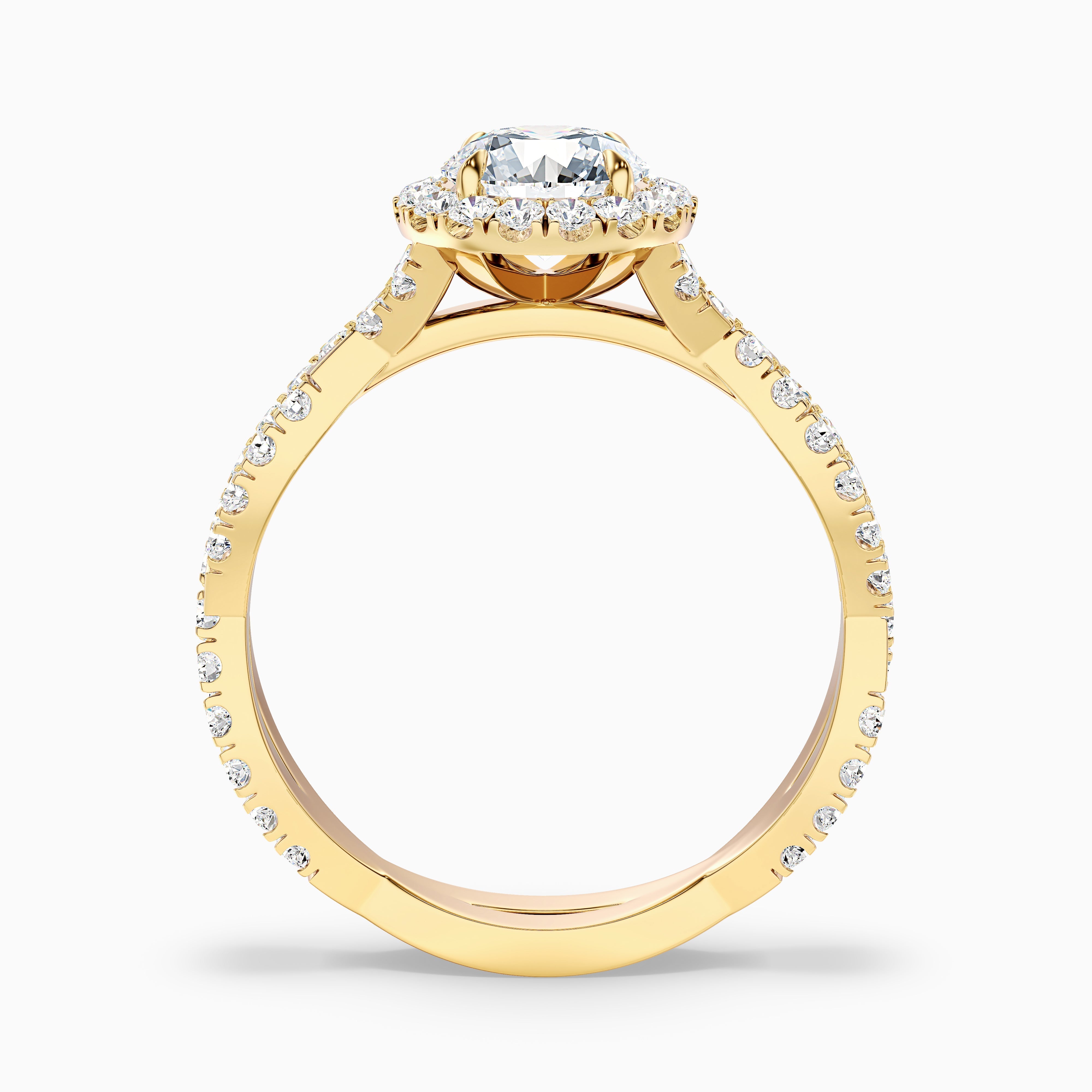 Riva 4 Carat Round Cut Halo Twisted Pave Moissanite Engagement Ring in 10k Rose Gold
