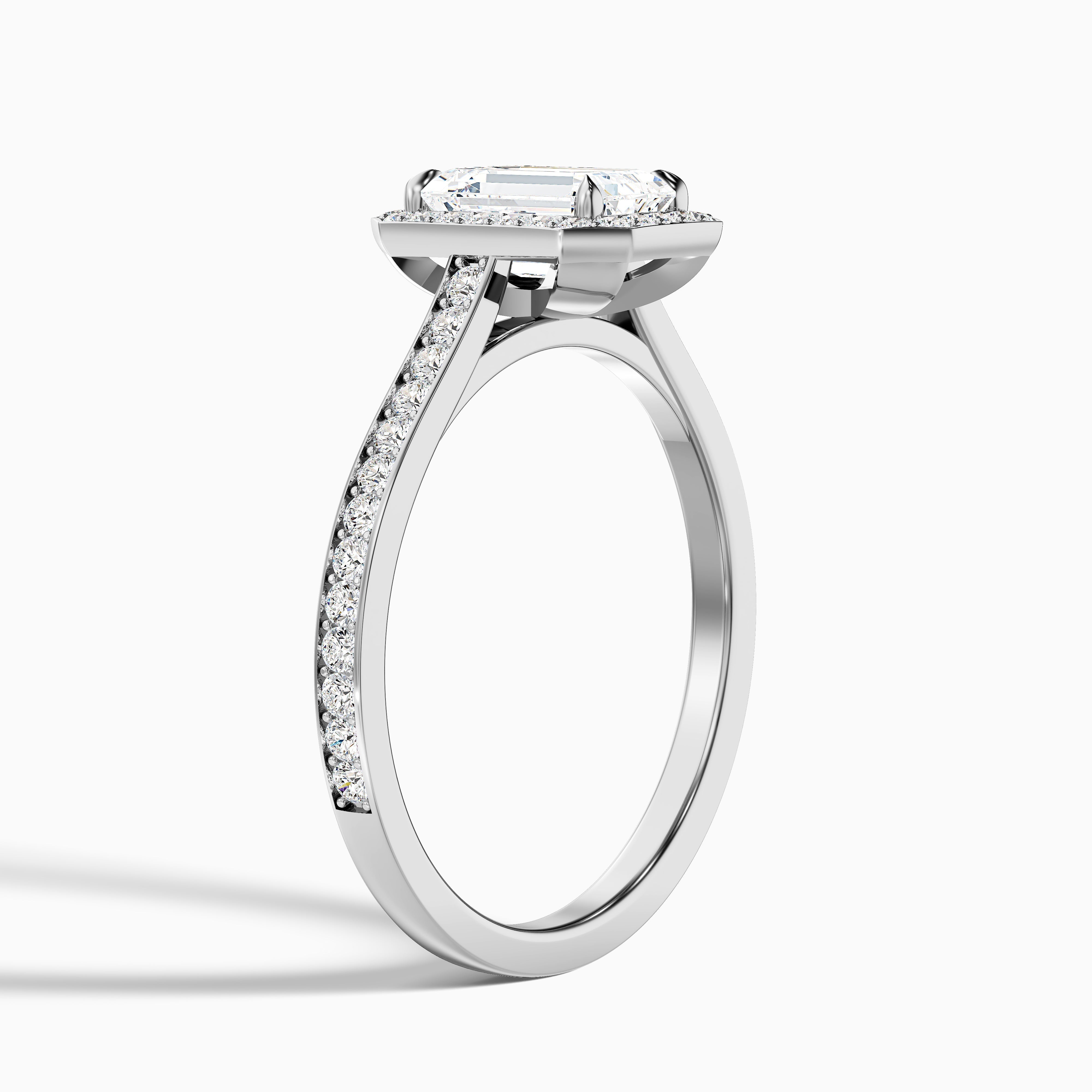 Zoya 5 Carat Emerald Cut Halo Pave Moissanite Engagement Ring in 10k Yellow Gold
