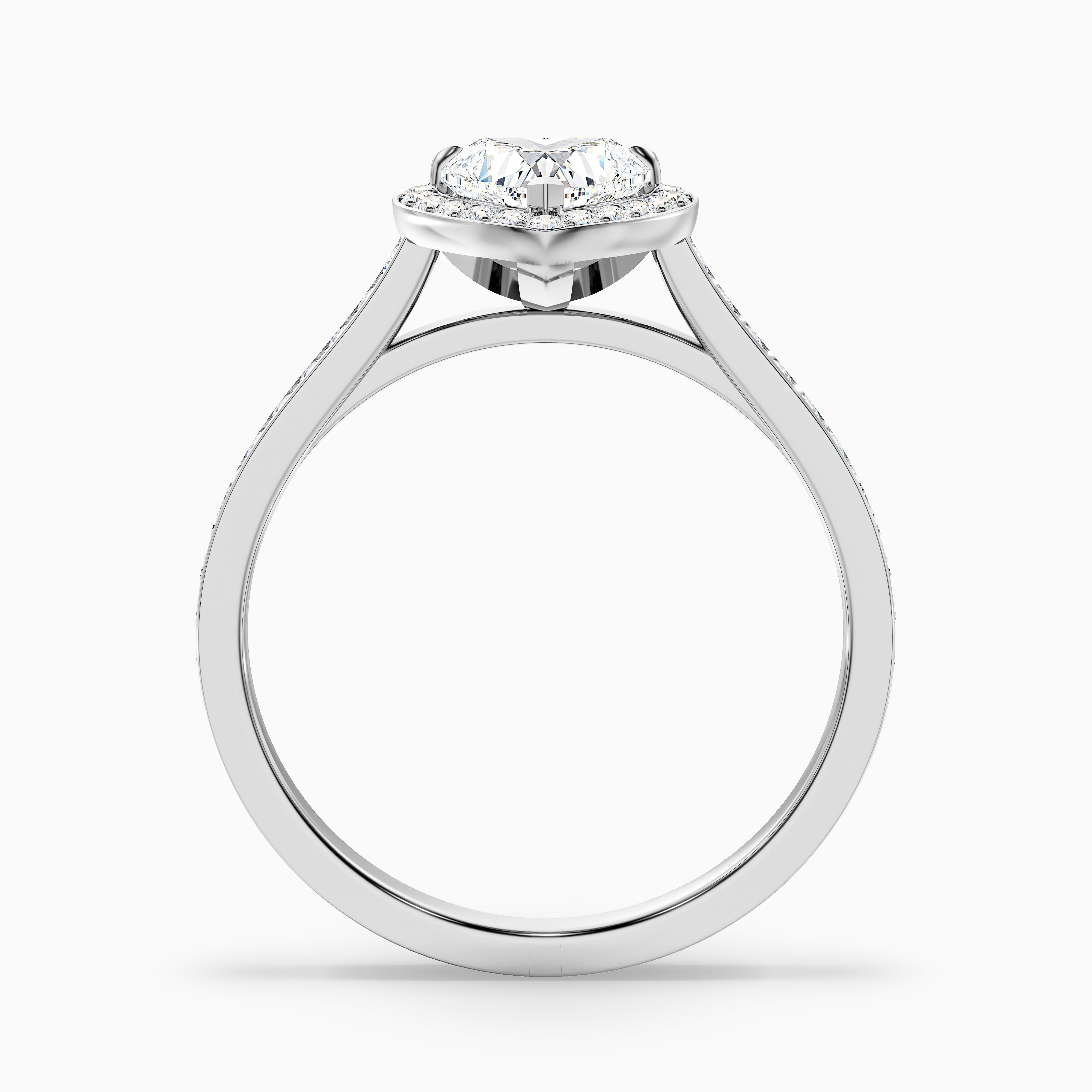 Kira 3 Carat Heart Shaped Halo Pave Moissanite Engagement Ring in 10k Rose Gold