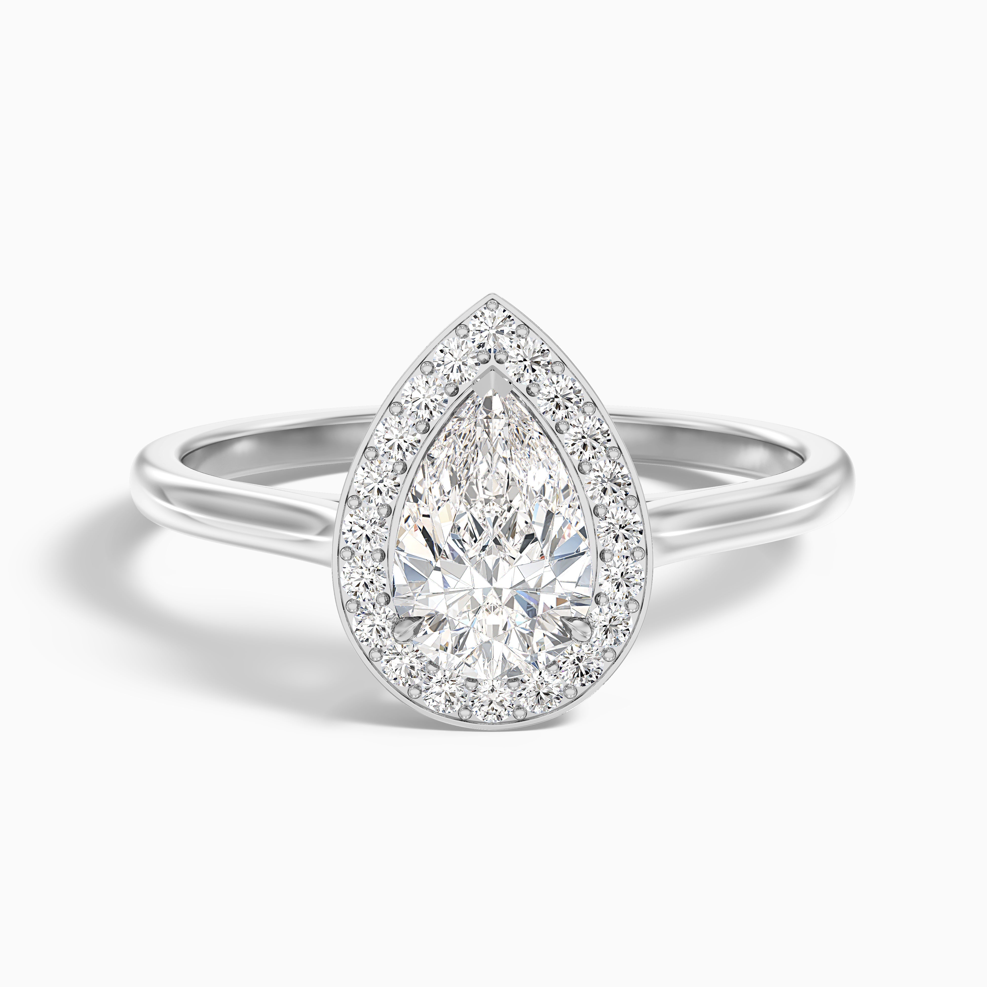 Siya 3.5 Carat Pear Halo Moissanite Engagement Ring in 18k Rose Gold