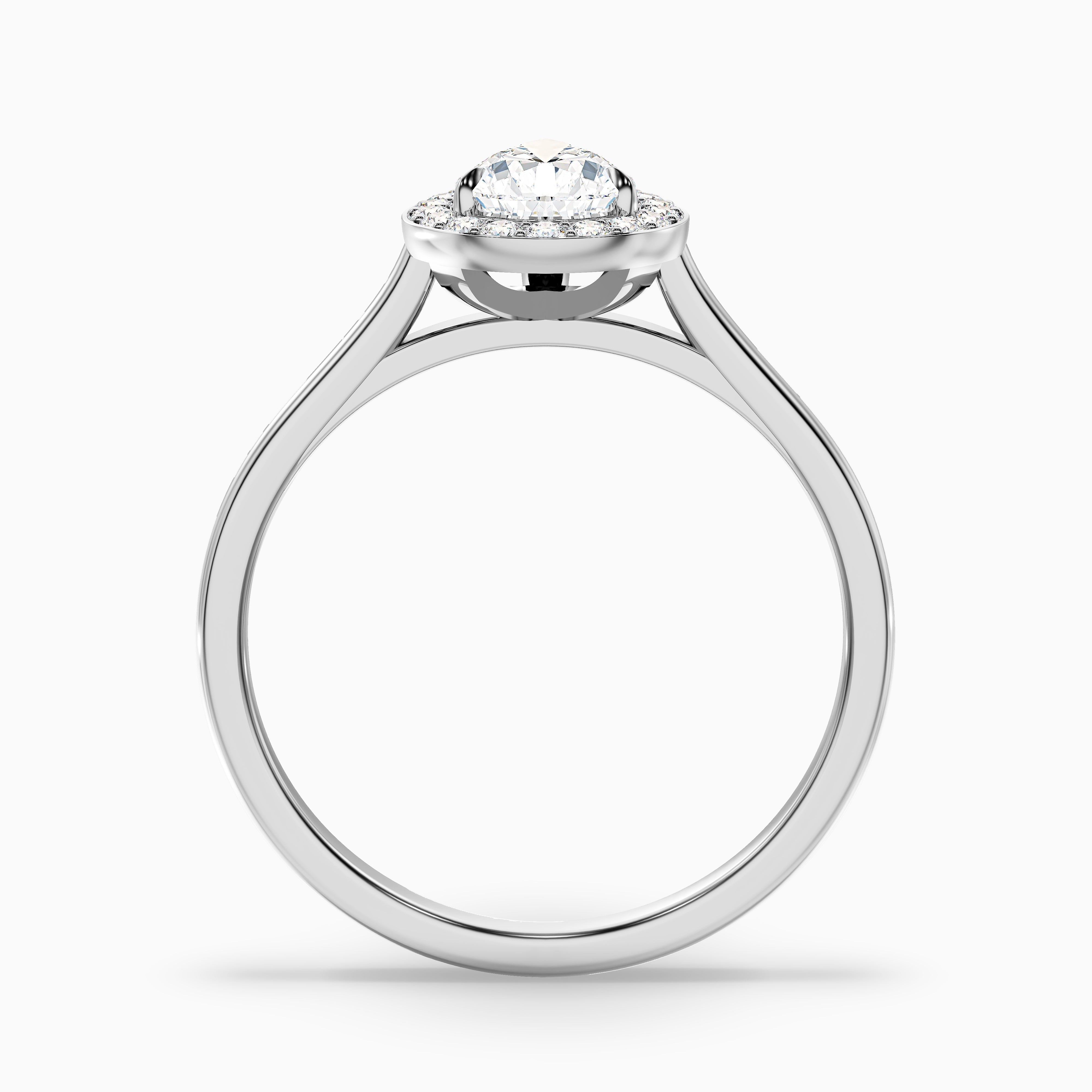 Siya 5.5 Carat Pear Halo Moissanite Engagement Ring in 14k White Gold