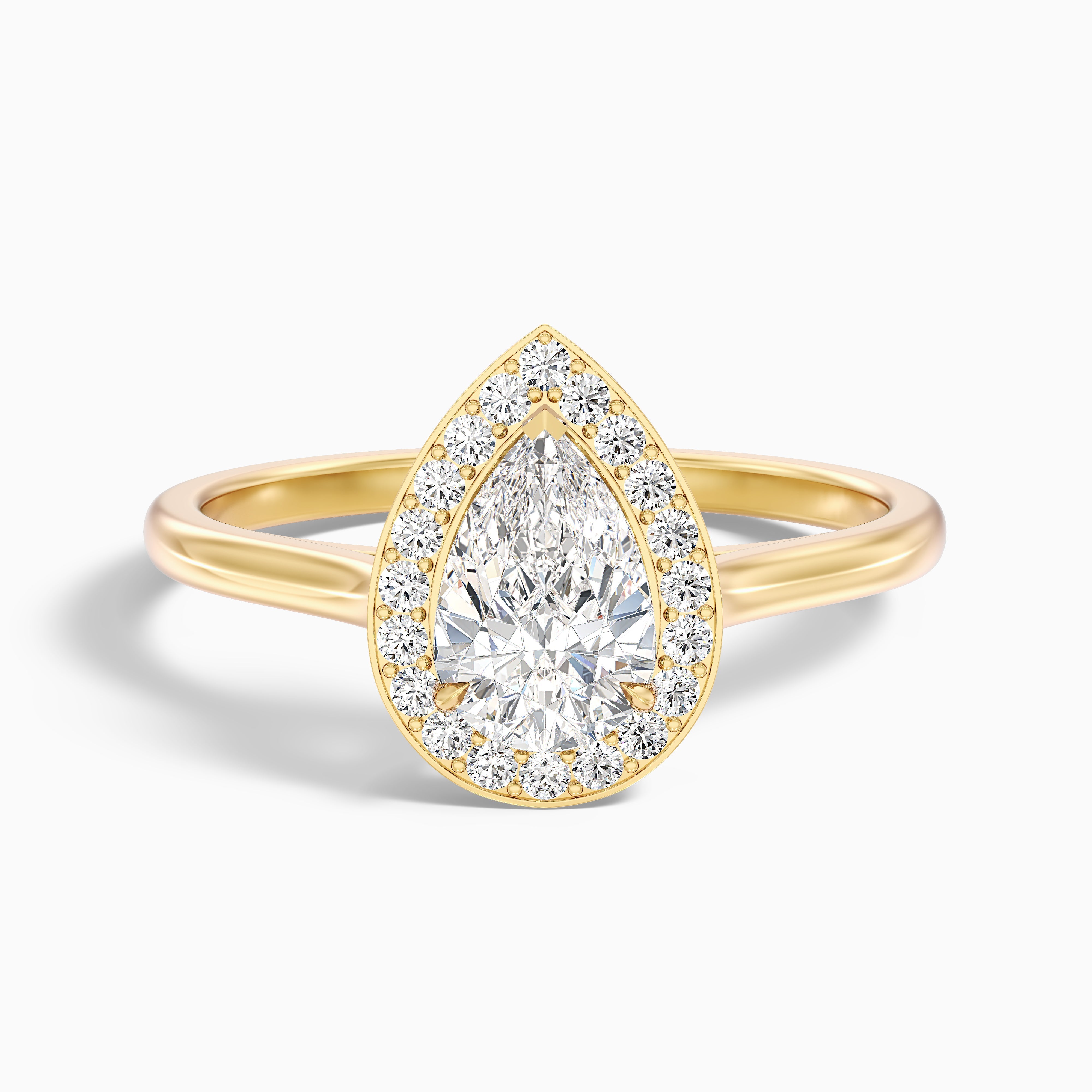 Nina 1 Carat Pear Halo Lab Grown Diamond Ring in 14k White Gold